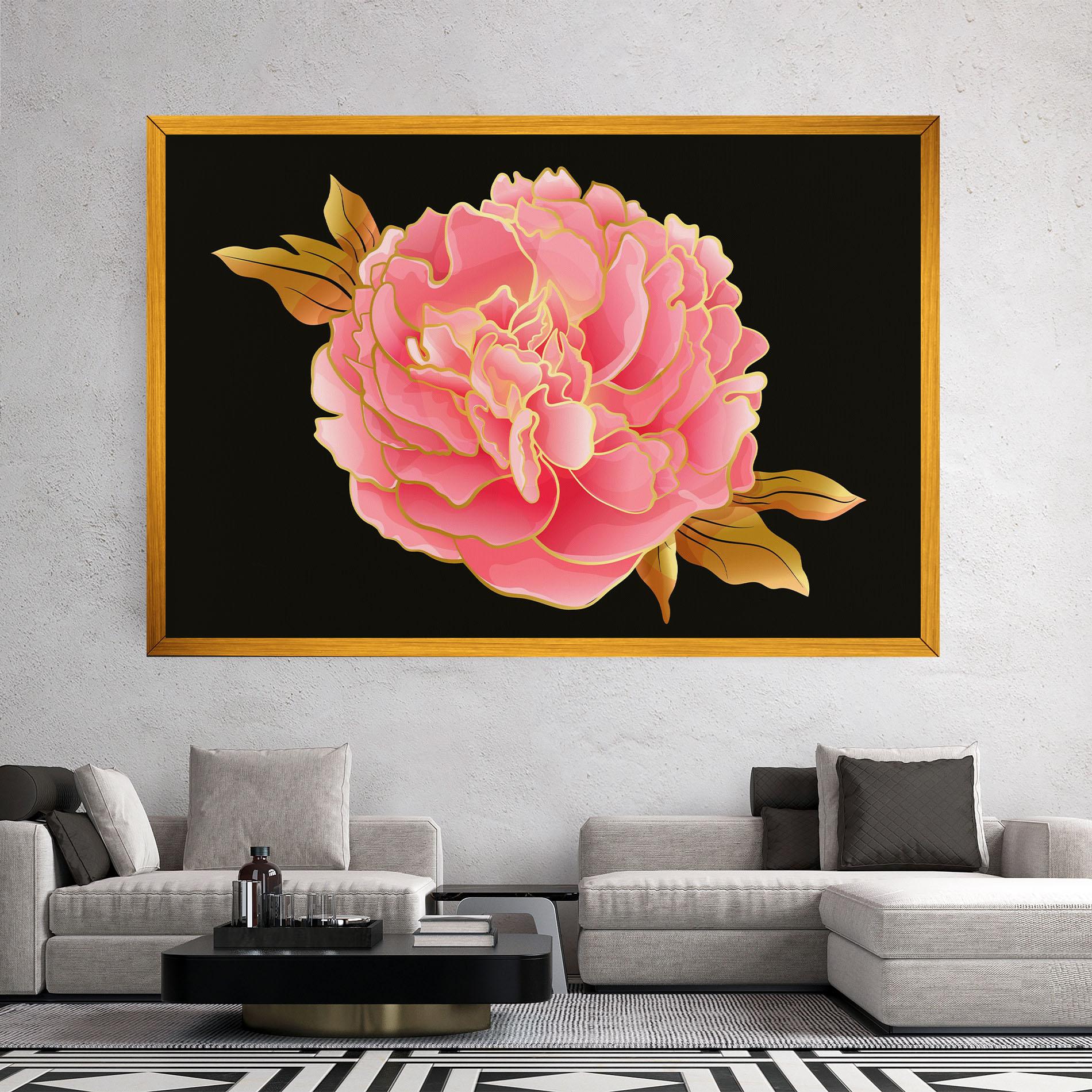 Картина на платно Gold Pinkk Peony mockup 2
