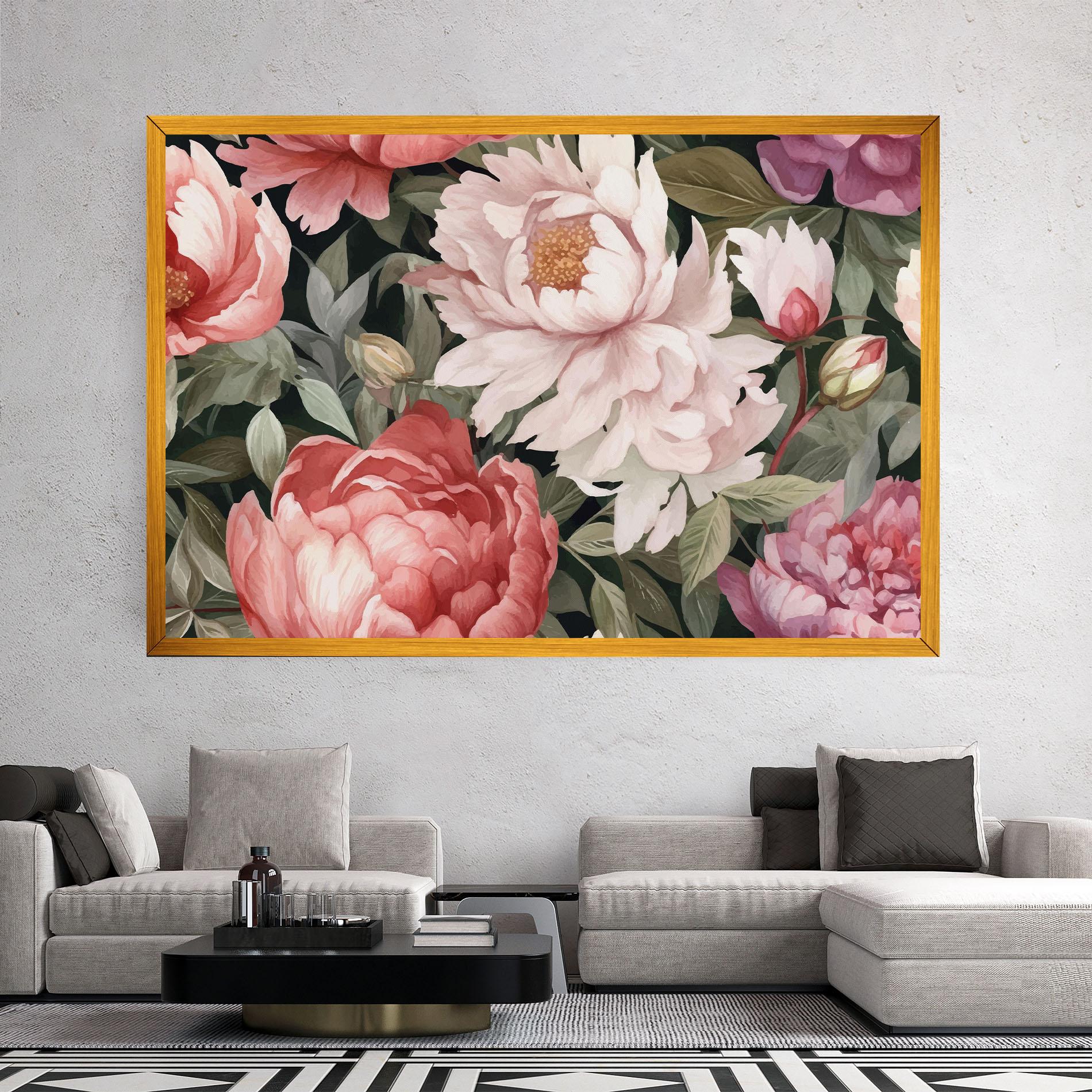 Картина на платно Light Peony Art mockup 2