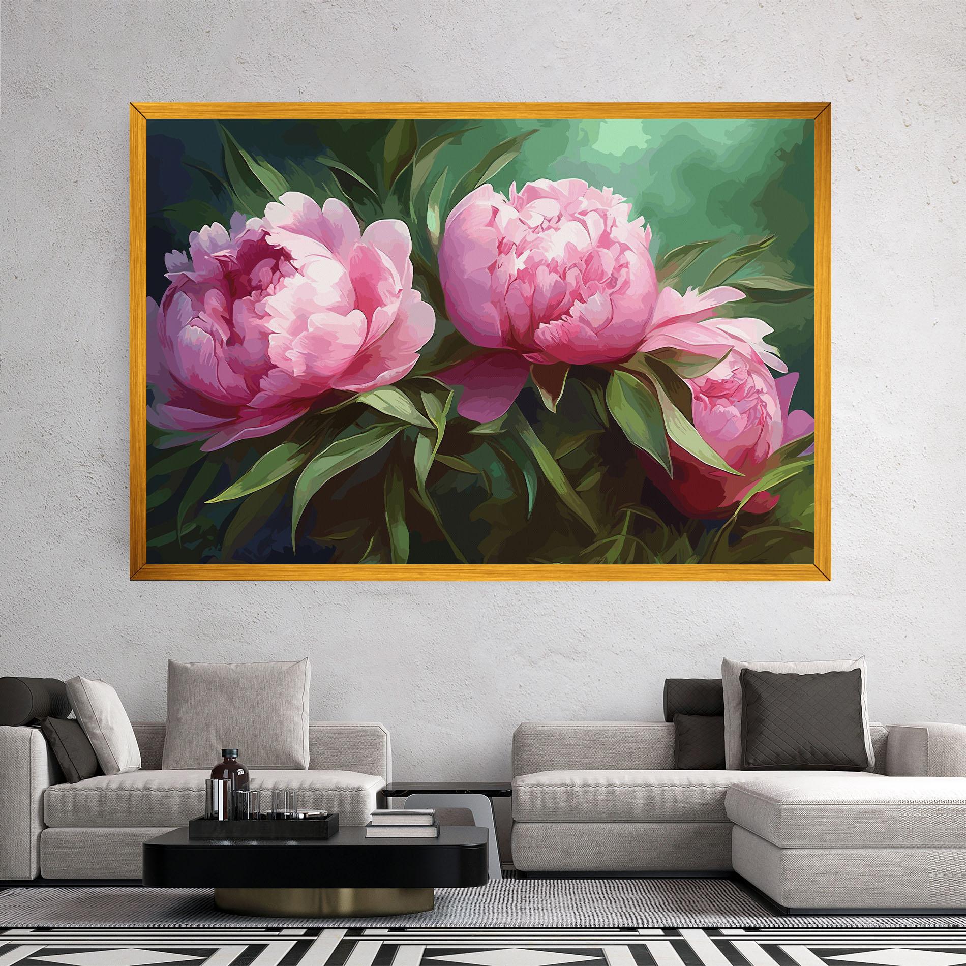 Картина на платно Peonies Art mockup 2