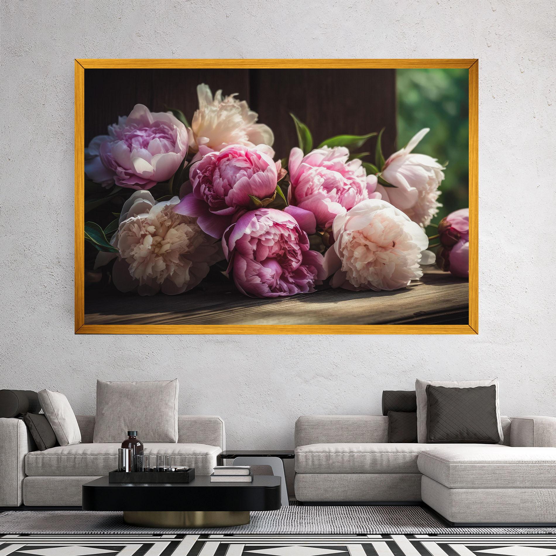 Картина на платно Peonies On The Table mockup 2