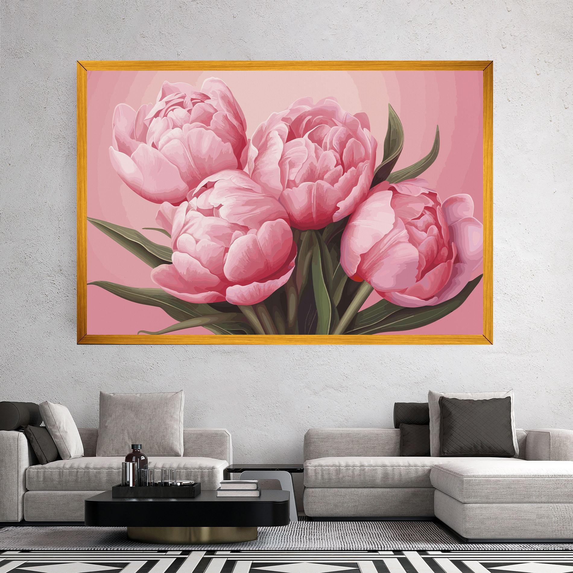 Картина на платно Peony On Pink mockup 2