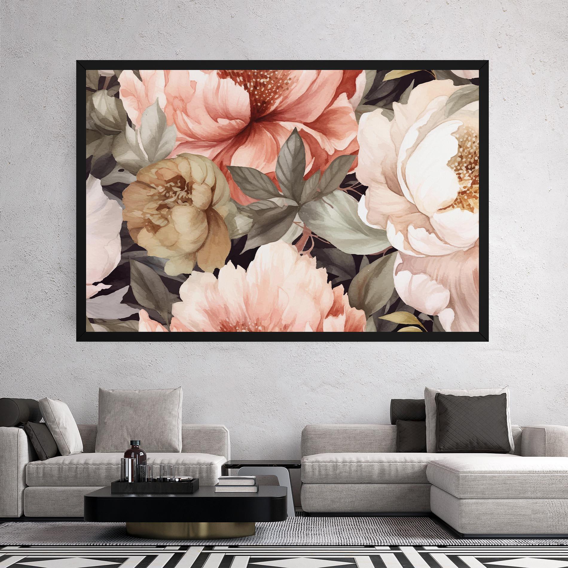 Картина на платно Cream Pink Peony mockup 2