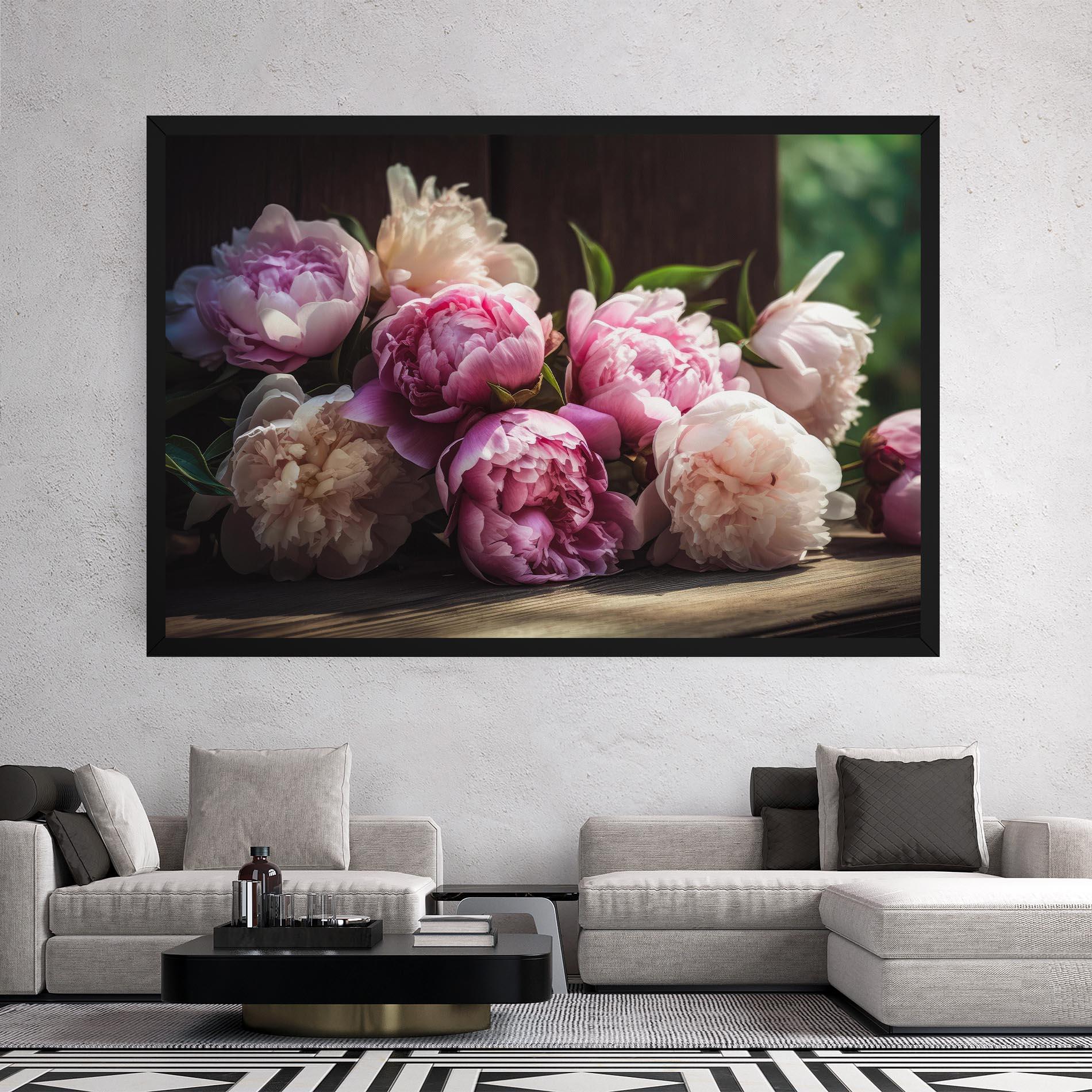 Картина на платно Peonies On The Table mockup 2