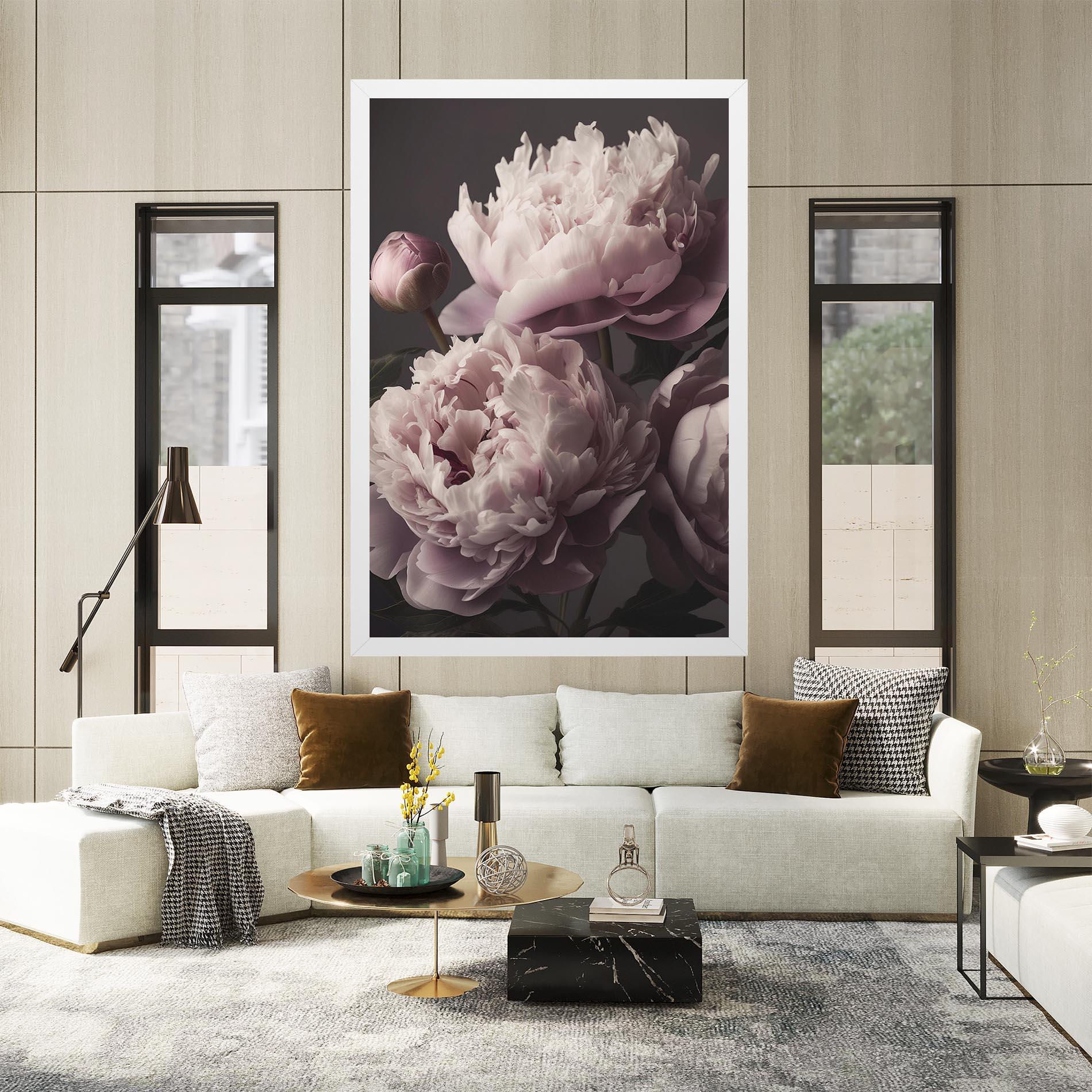 Картина на платно Grey Pastel Pink Peony mockup 2