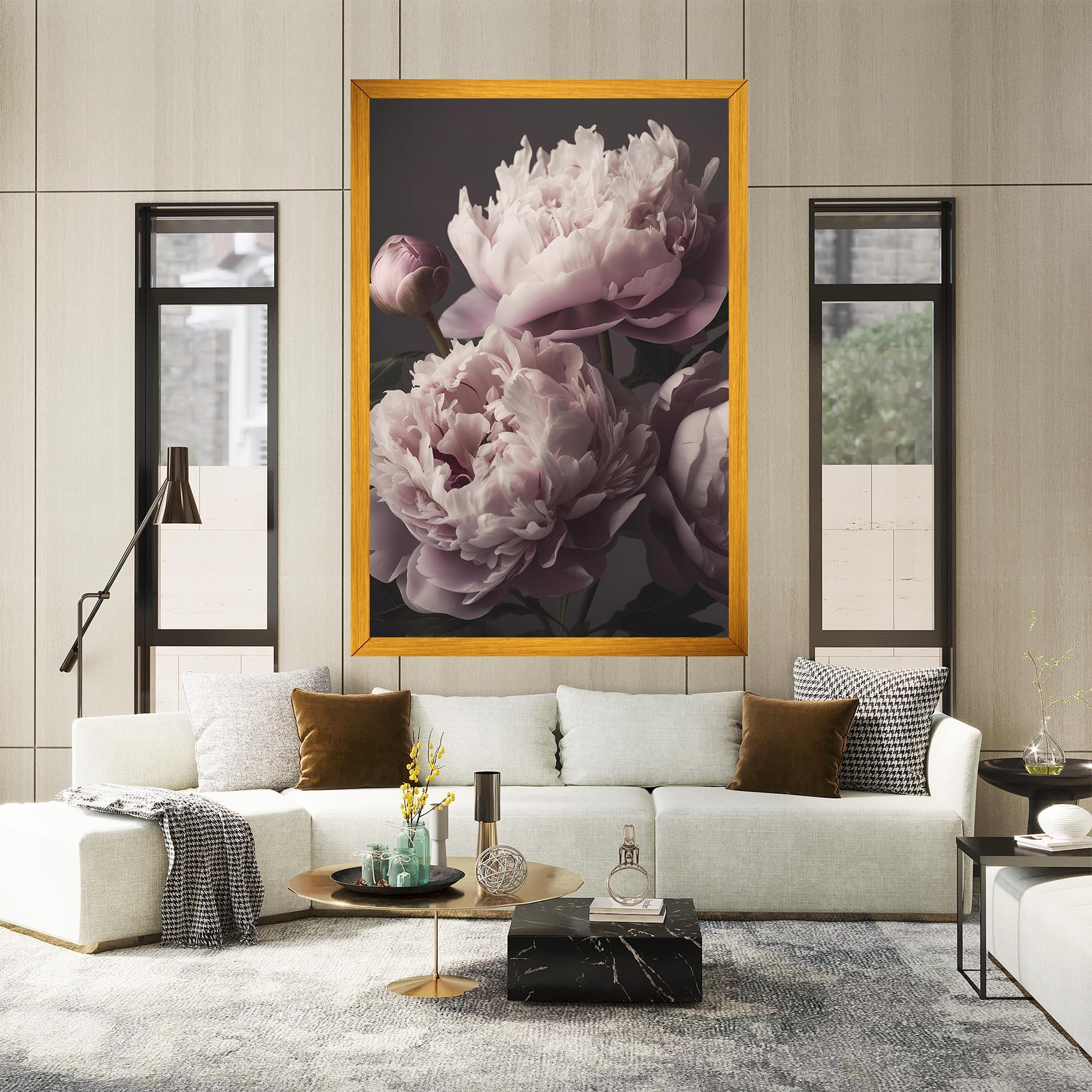 Картина на платно Grey Pastel Pink Peony mockup 2