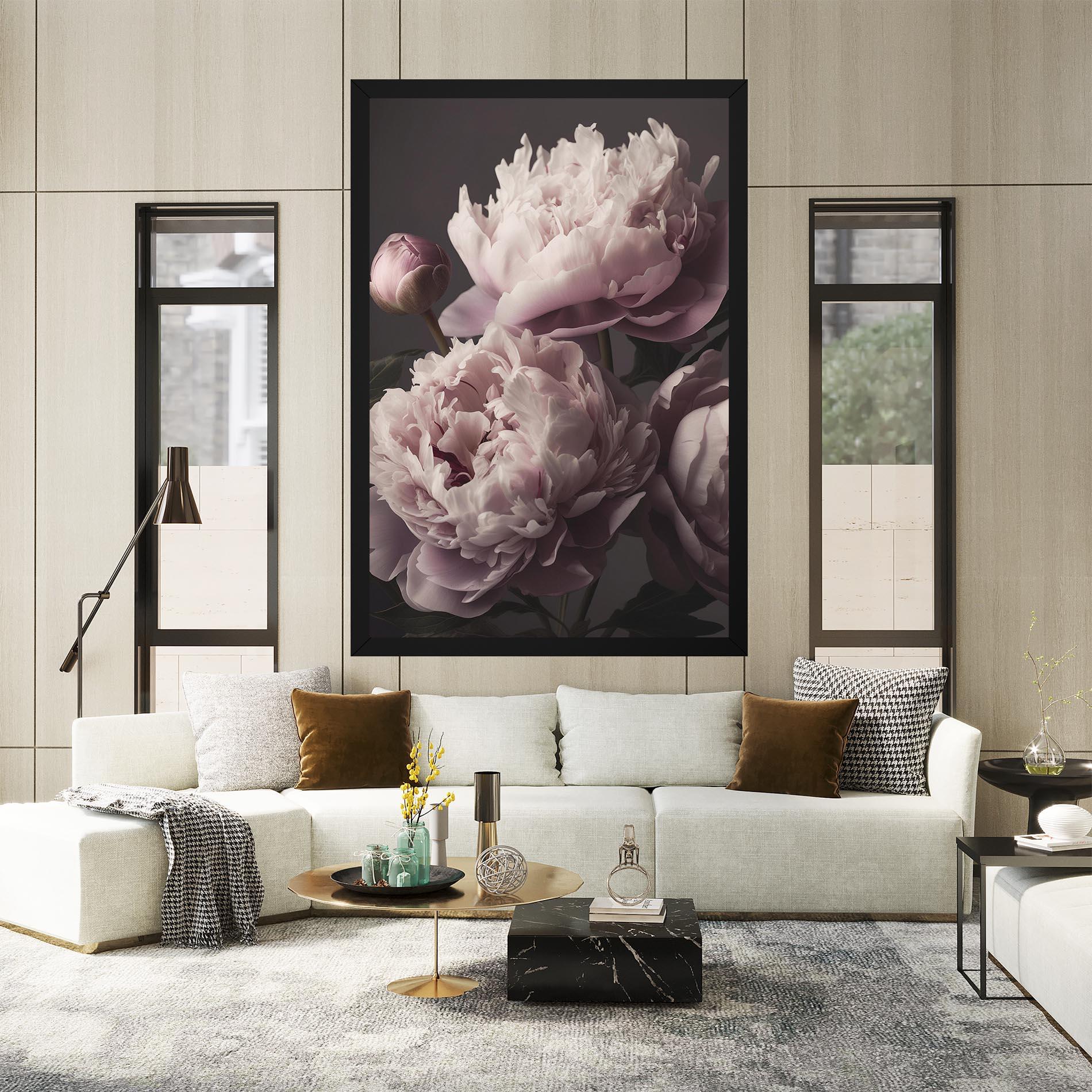 Картина на платно Grey Pastel Pink Peony mockup 2