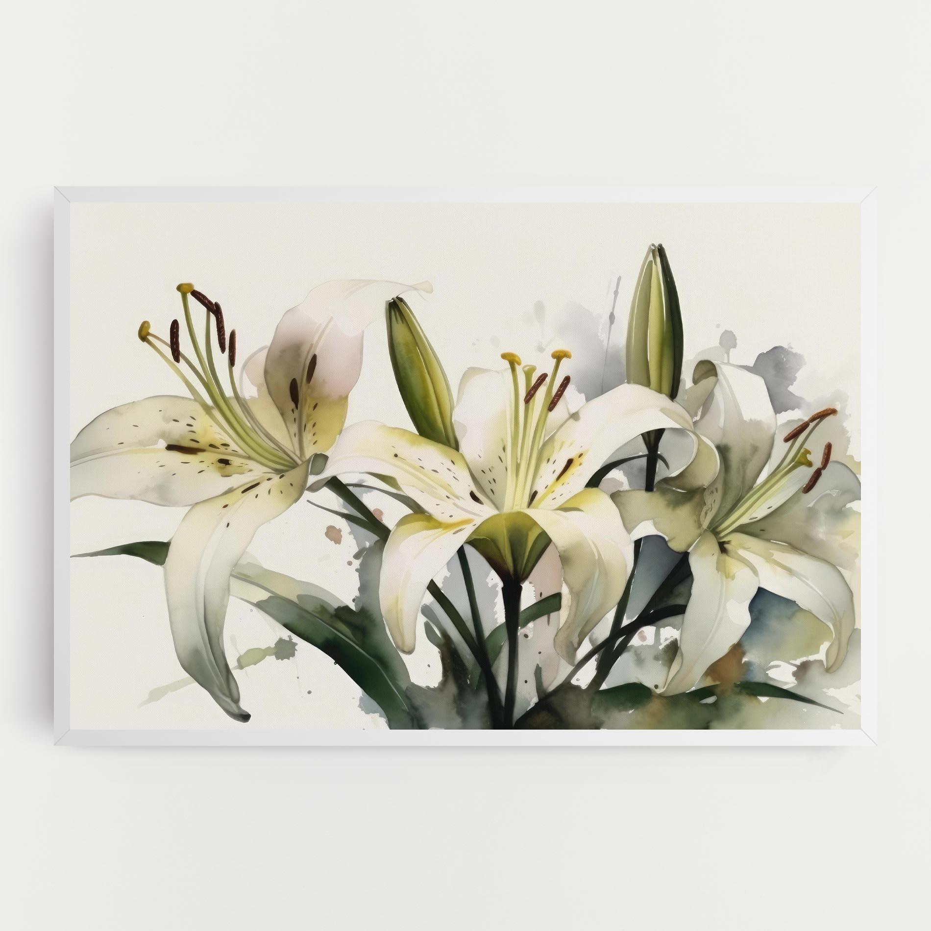 Картина на платно Cute White Lily Painting mockup 0