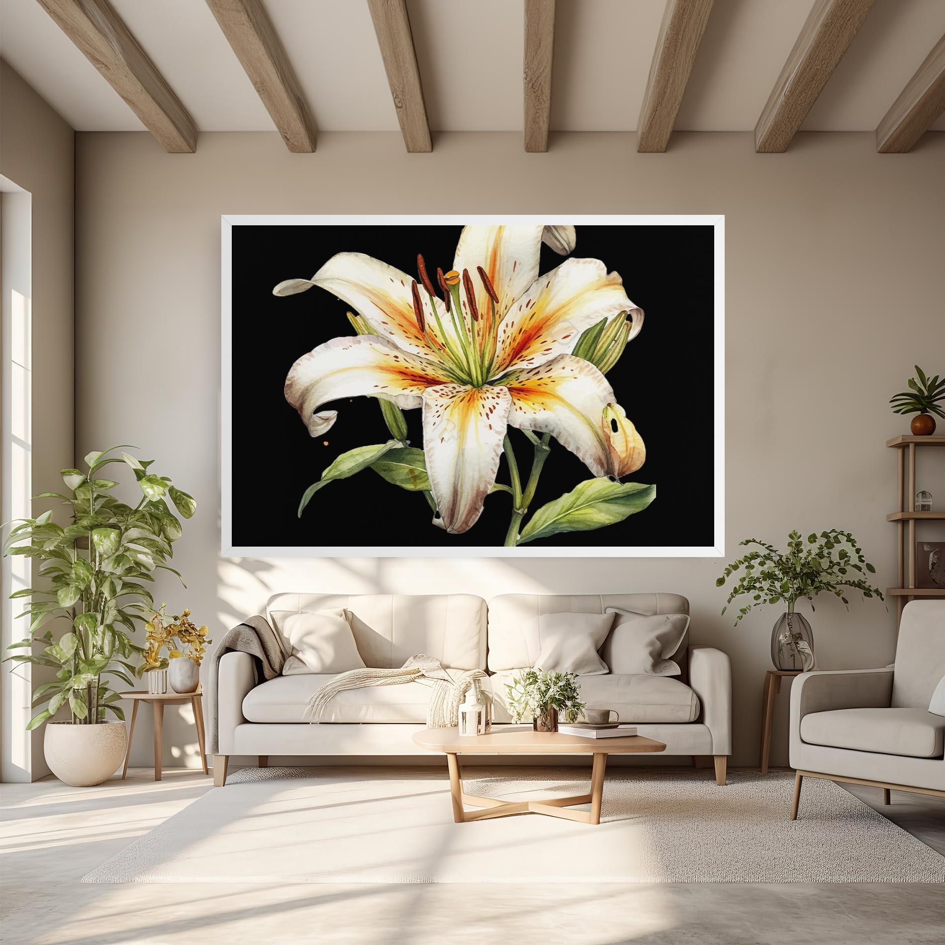 Картина на платно Beautiful White Lily mockup 6