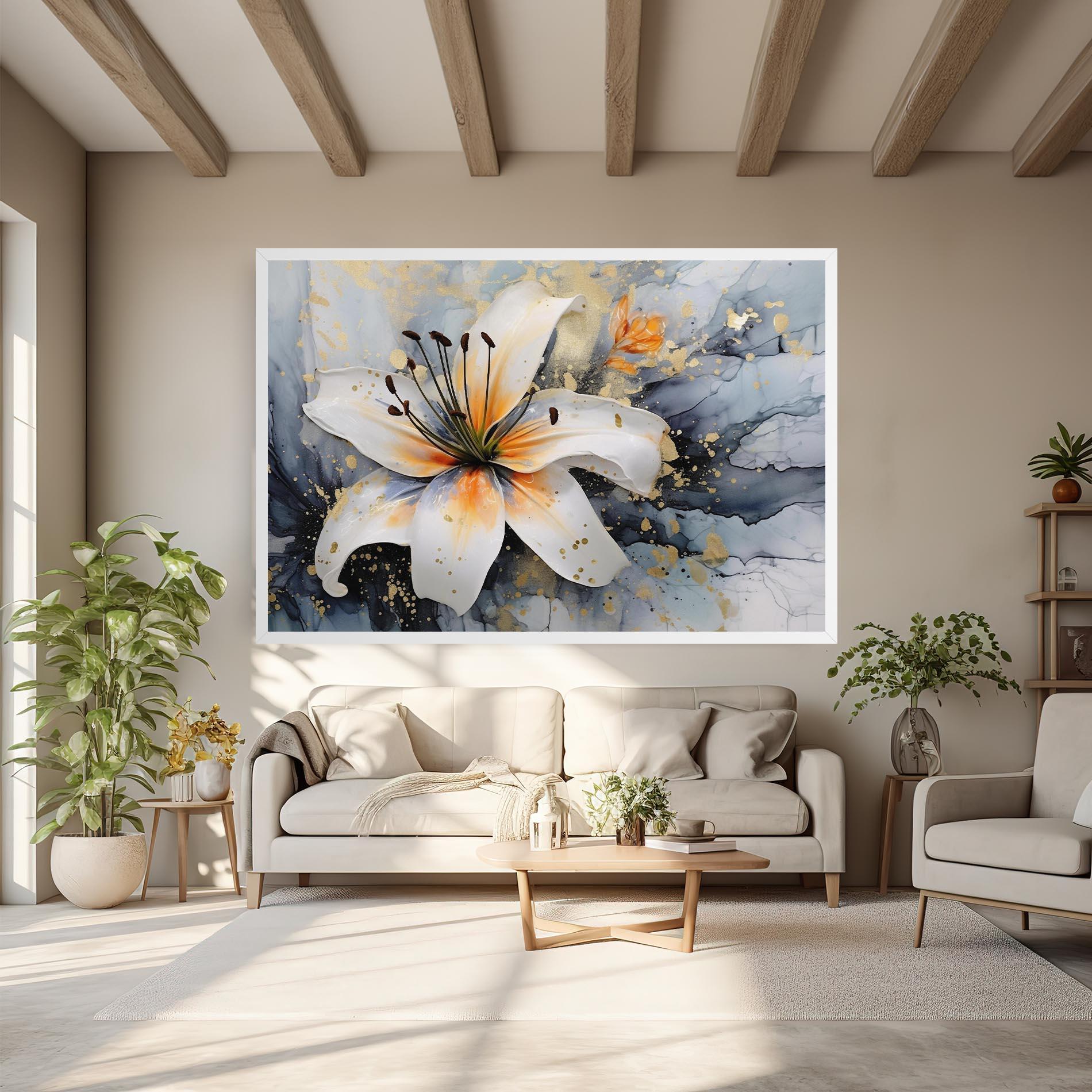 Картина на платно Lily With Orange Painting mockup 6