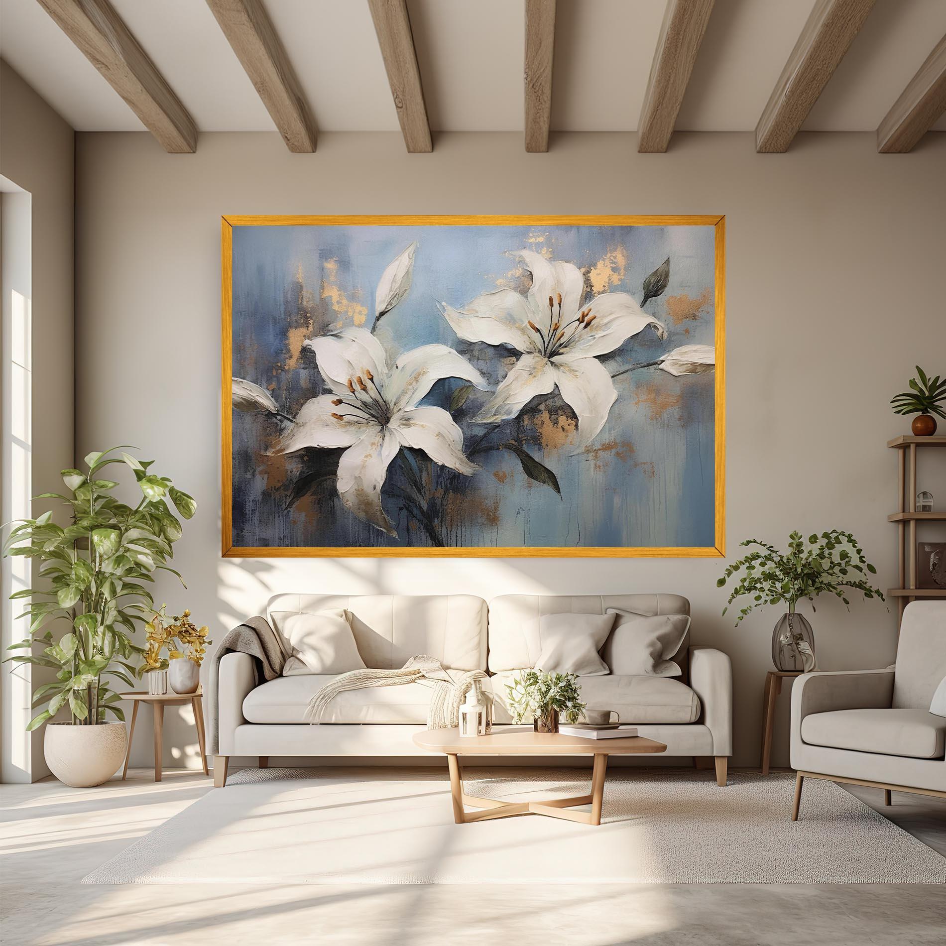 Картина на платно Gold Lily Painting mockup 6
