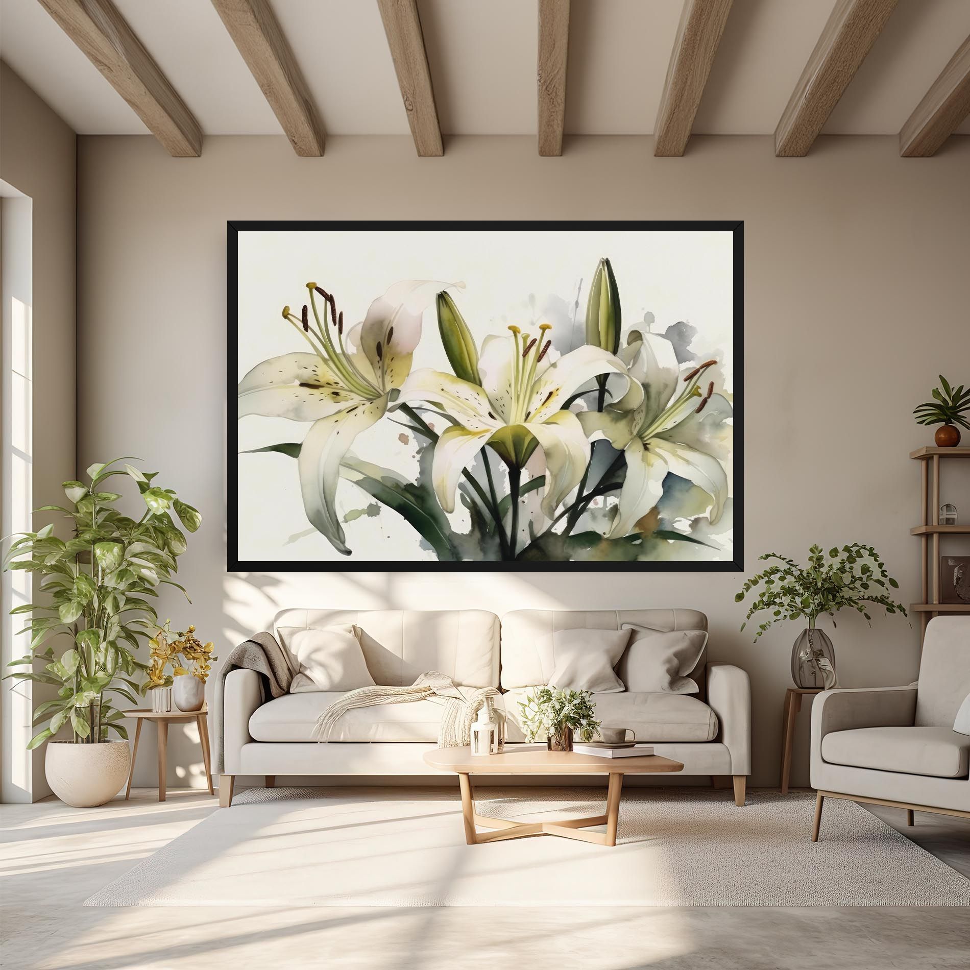 Cute White Lily Painting mockup 6
