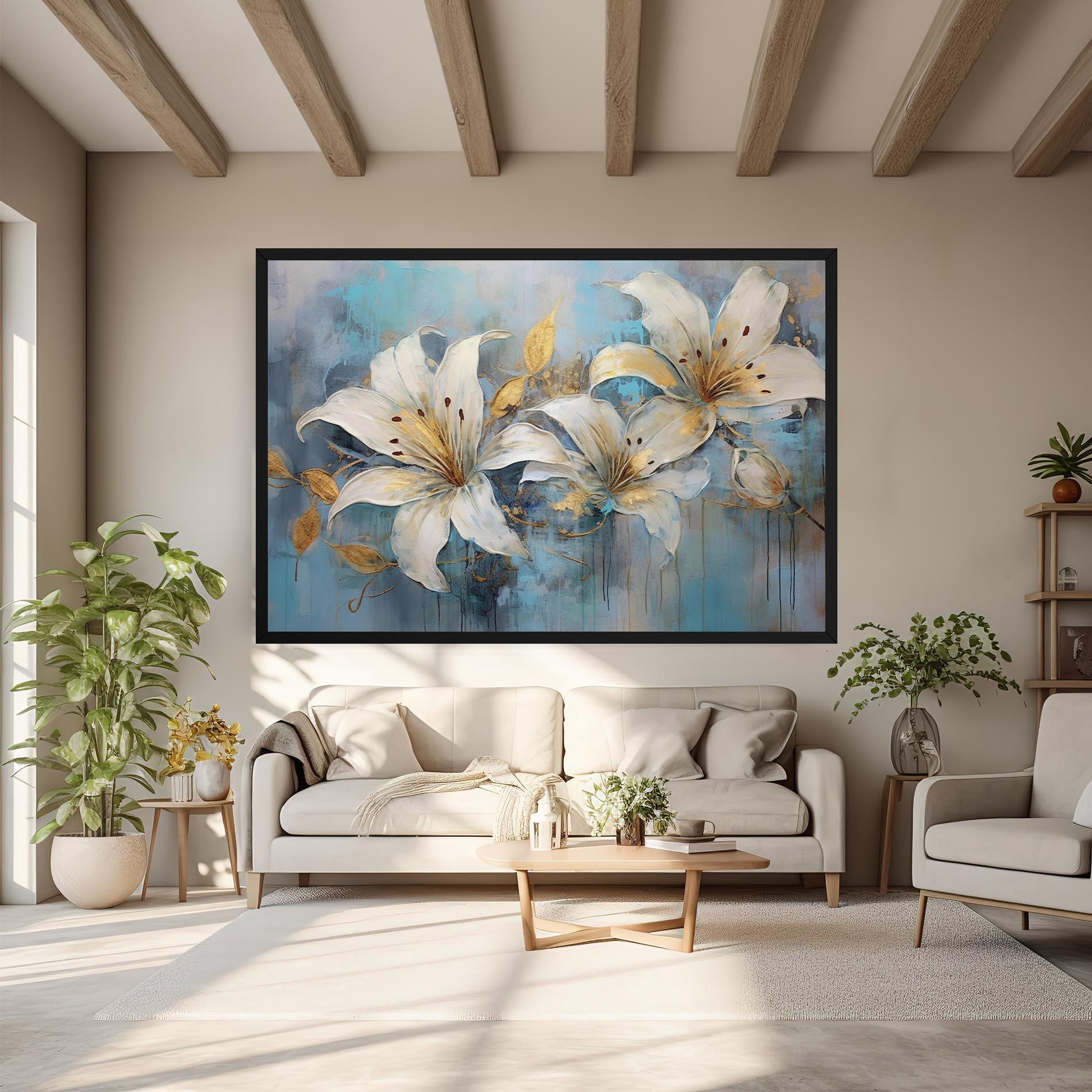 Картина на платно Lily With Gold Painting mockup 6
