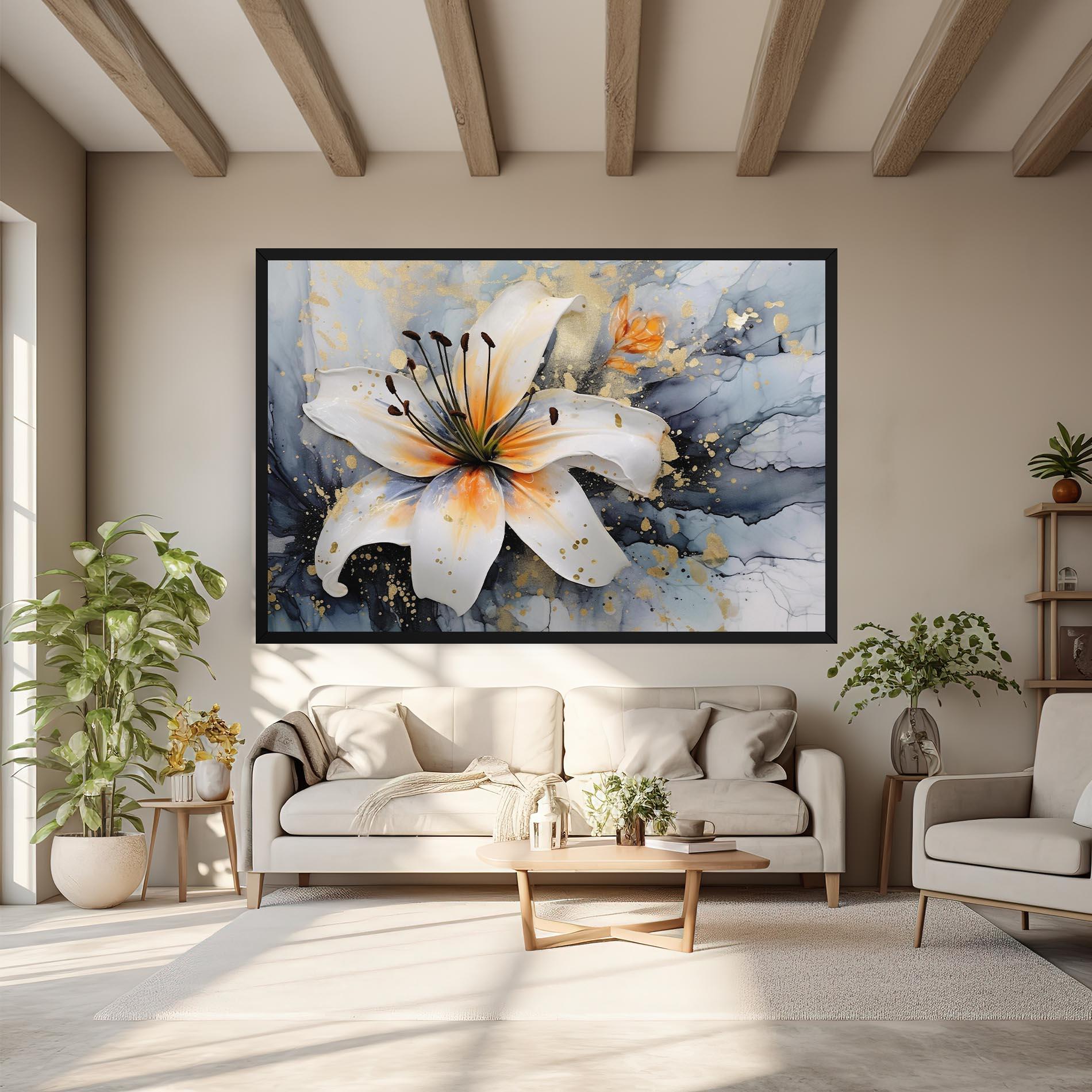 Картина на платно Lily With Orange Painting mockup 6