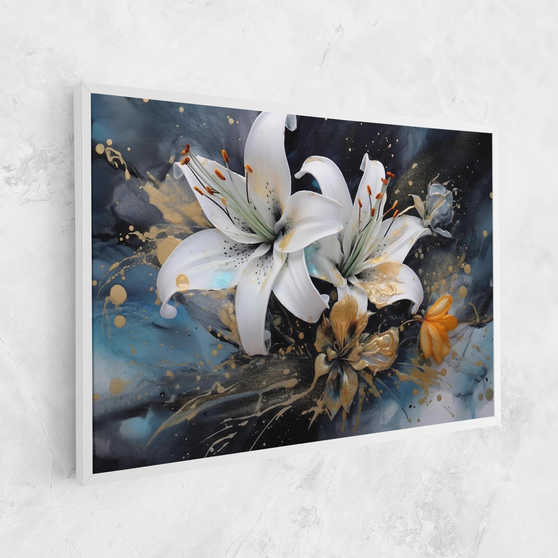 Картина на платно Lily On Blue Painting mockup 1