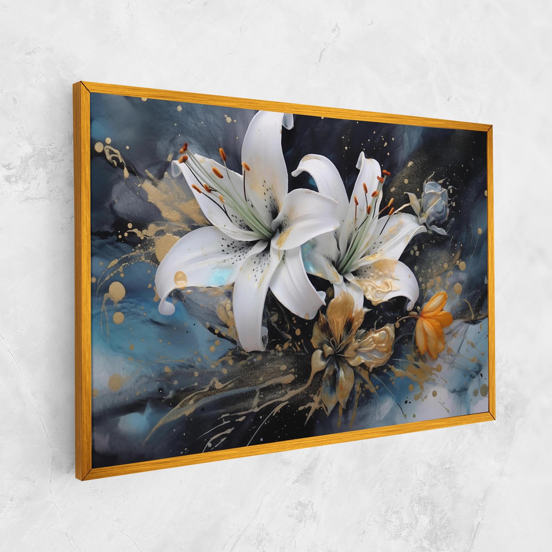 Картина на платно Lily On Blue Painting mockup 1