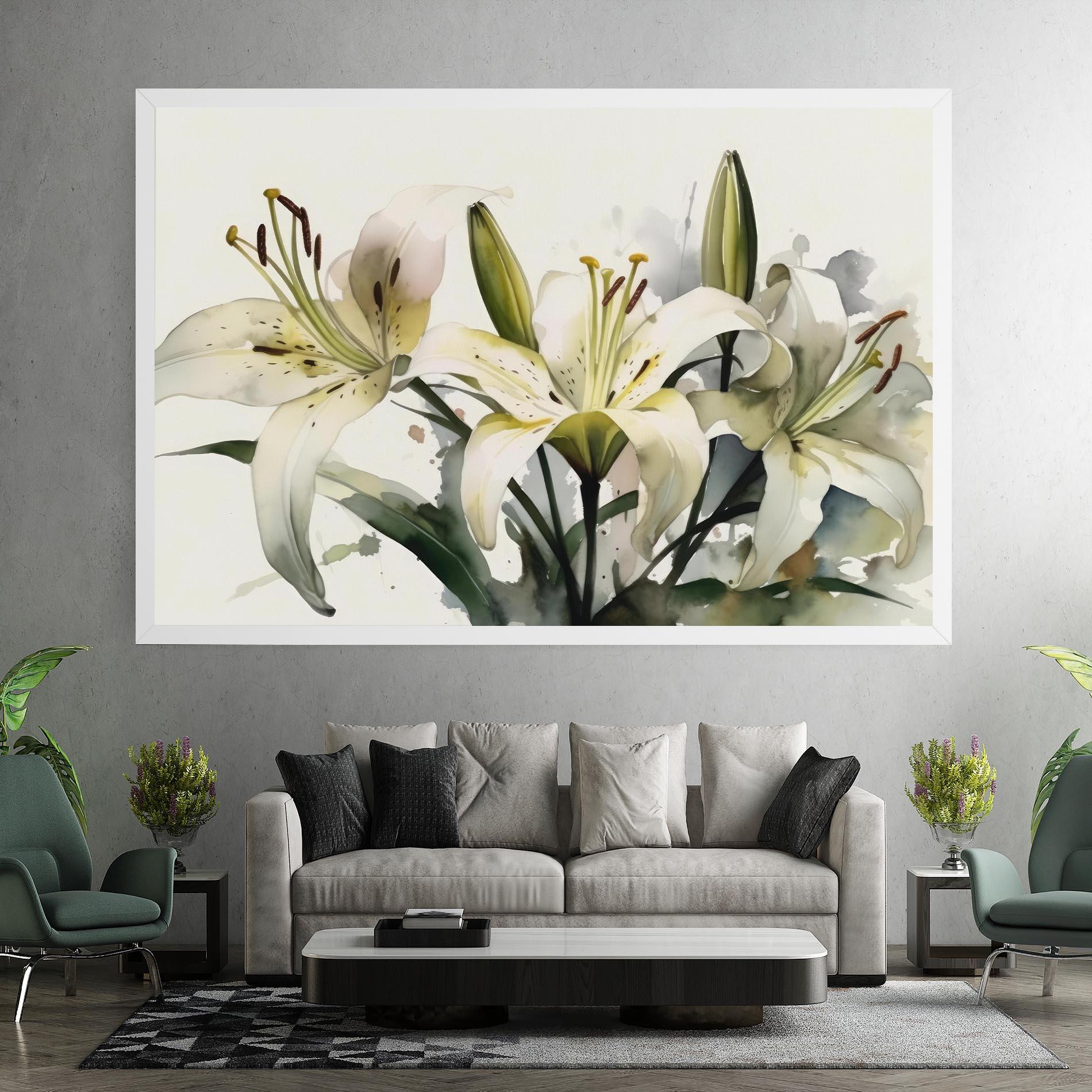 Картина на платно Cute White Lily Painting mockup 7