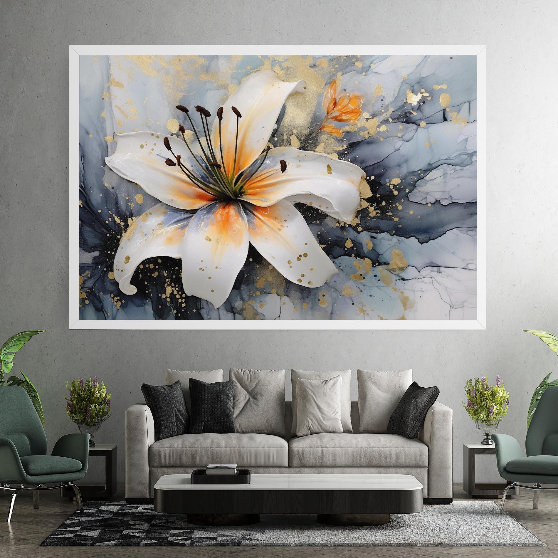 Картина на платно Lily With Orange Painting mockup 7