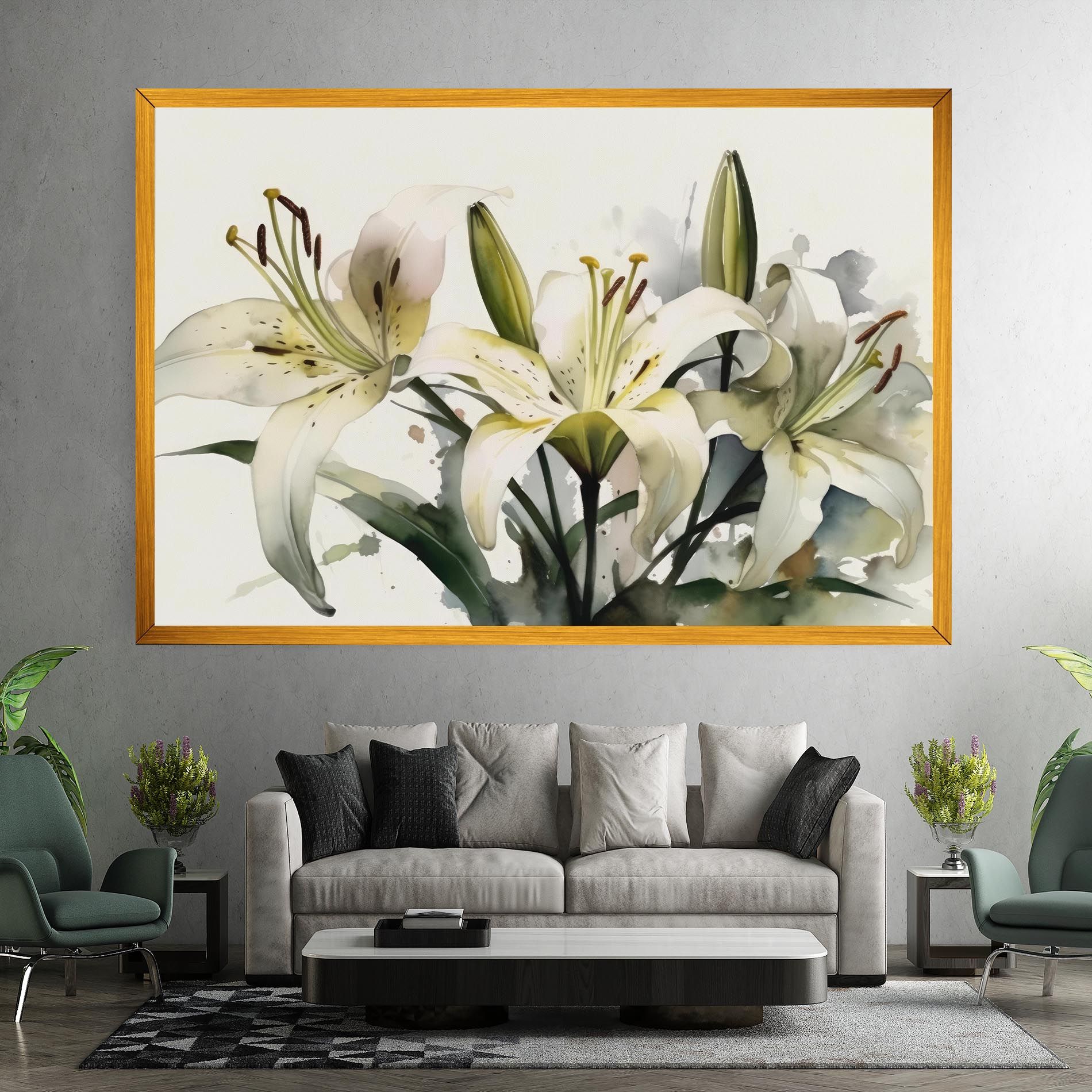 Cute White Lily Painting mockup 7