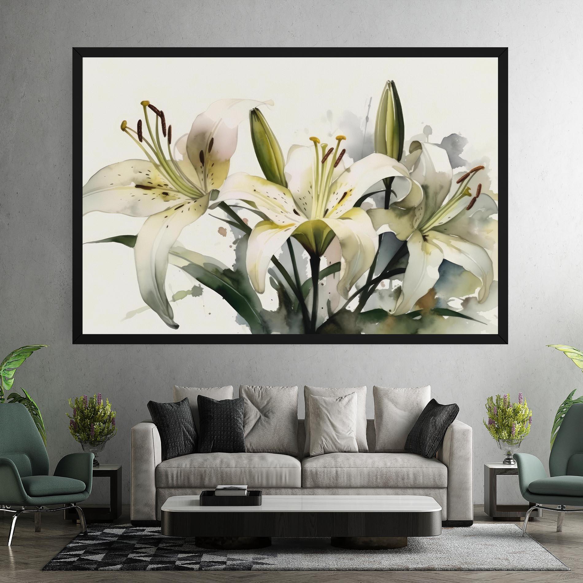 Картина на платно Cute White Lily Painting mockup 7