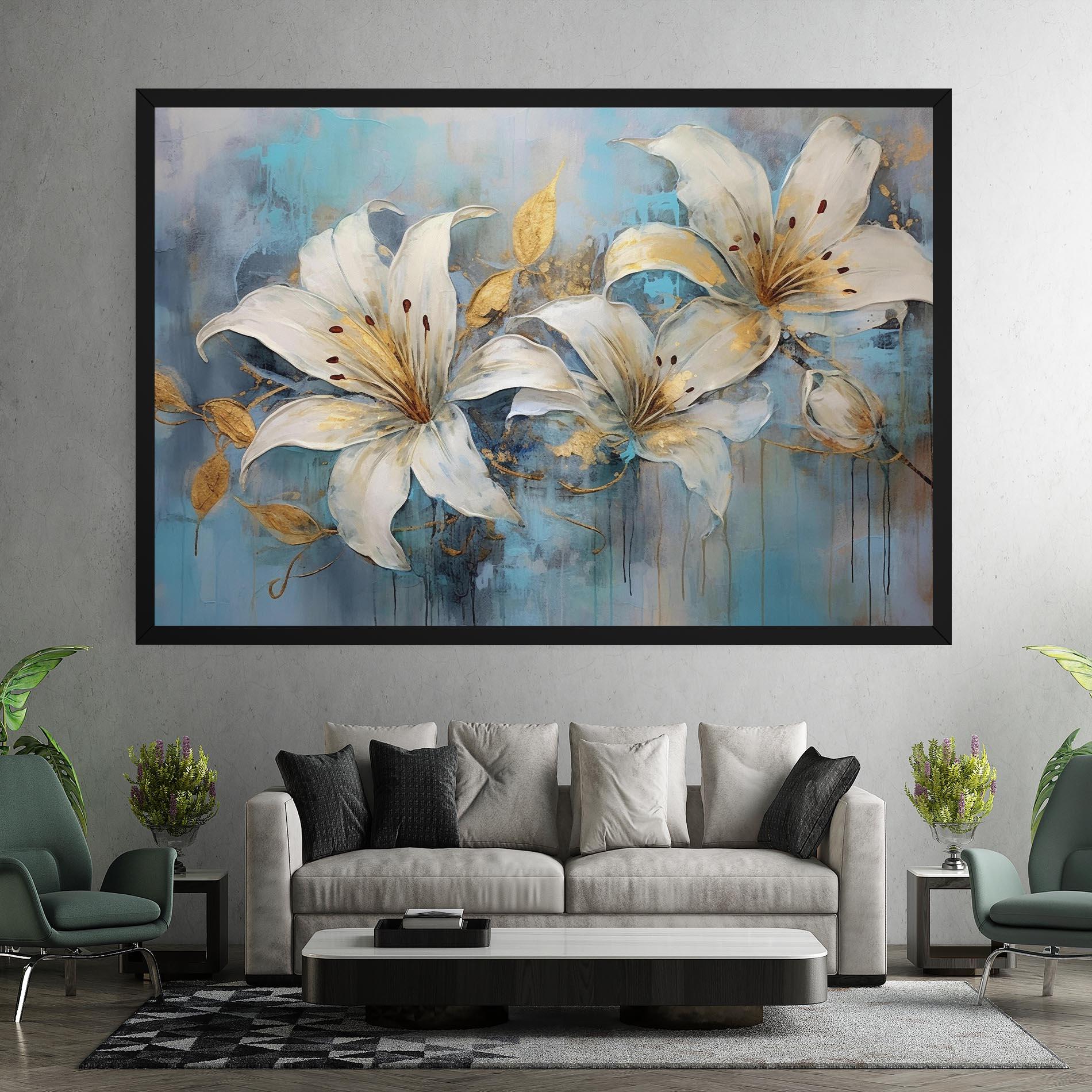 Картина на платно Lily With Gold Painting mockup 7