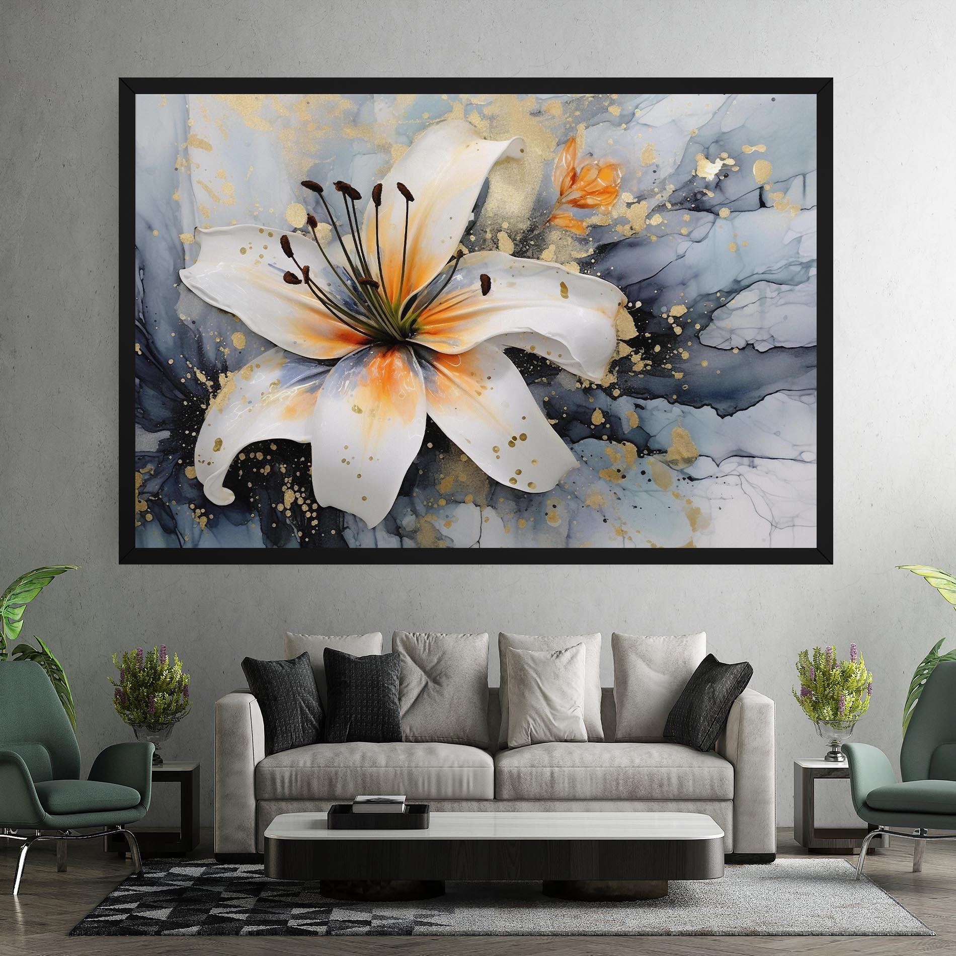 Картина на платно Lily With Orange Painting mockup 7