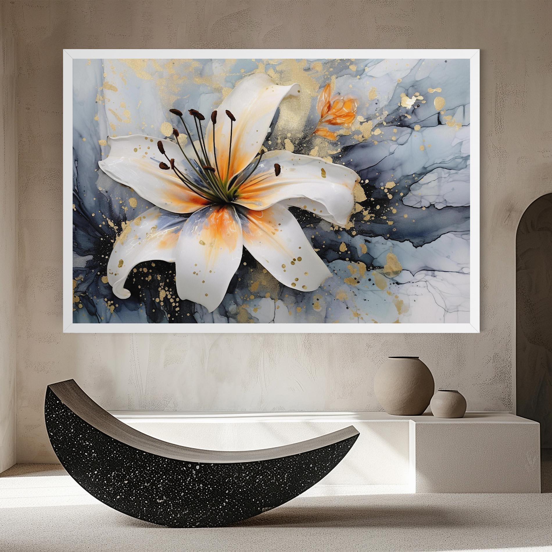 Картина на платно Lily With Orange Painting mockup 8