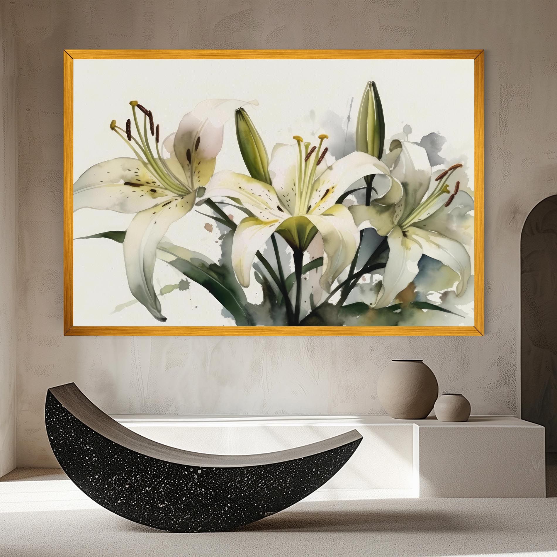 Cute White Lily Painting mockup 8