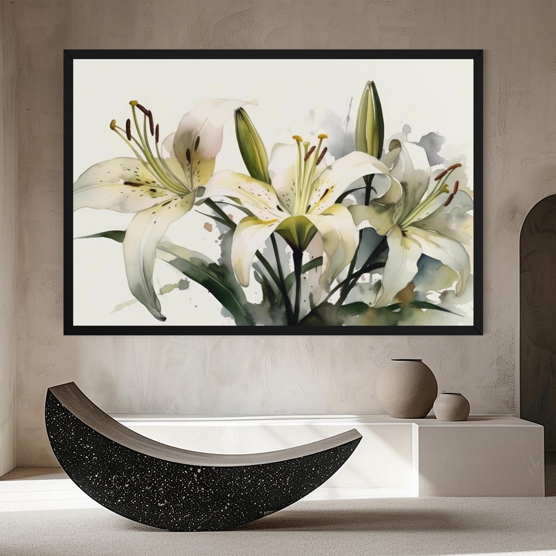 Картина на платно Cute White Lily Painting mockup 8
