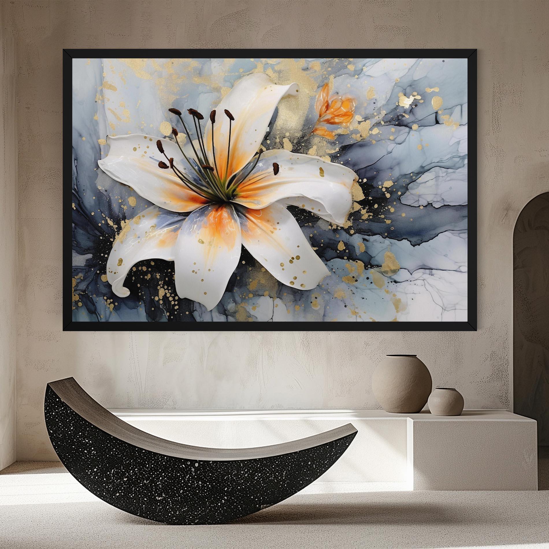 Картина на платно Lily With Orange Painting mockup 8