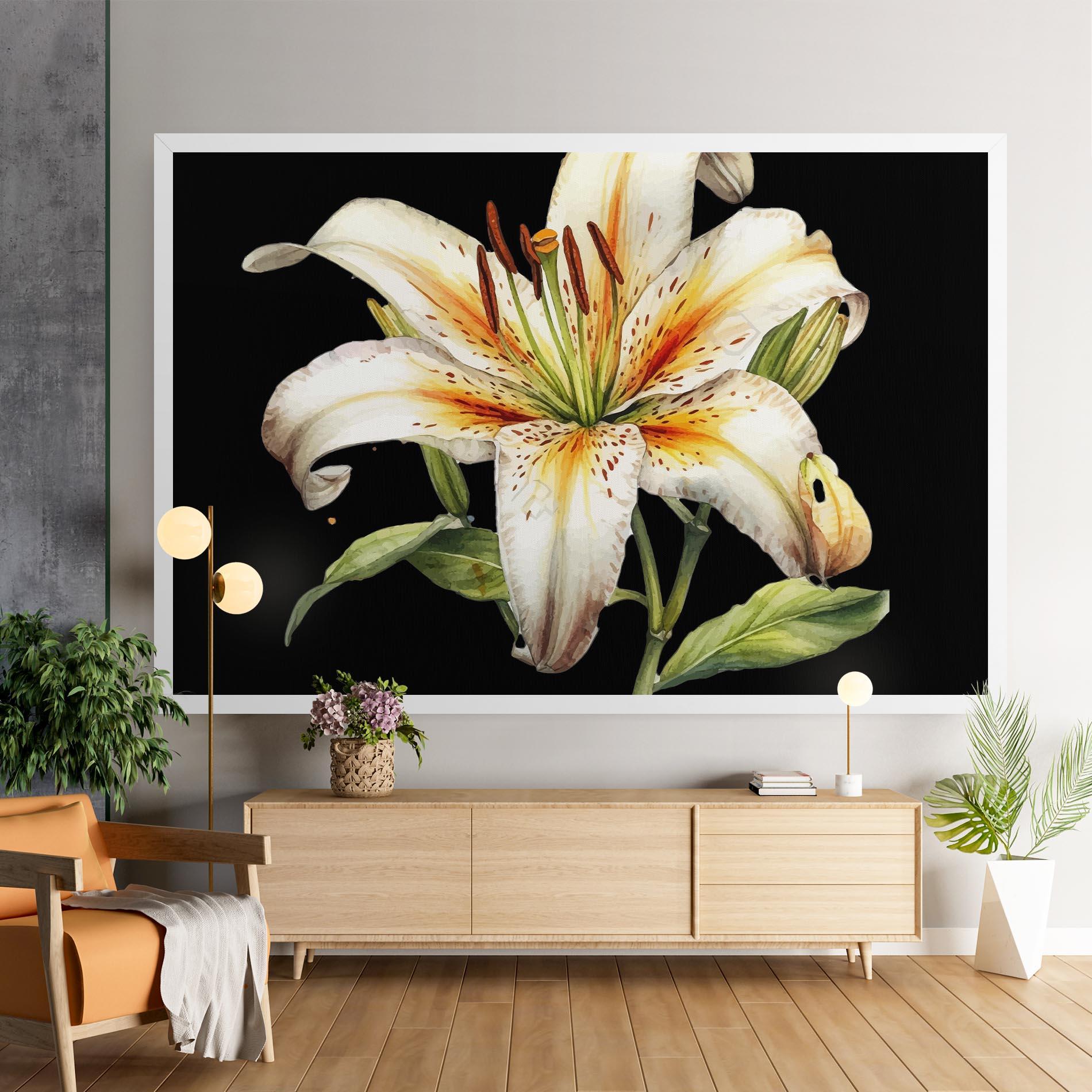 Картина на платно Beautiful White Lily mockup 9