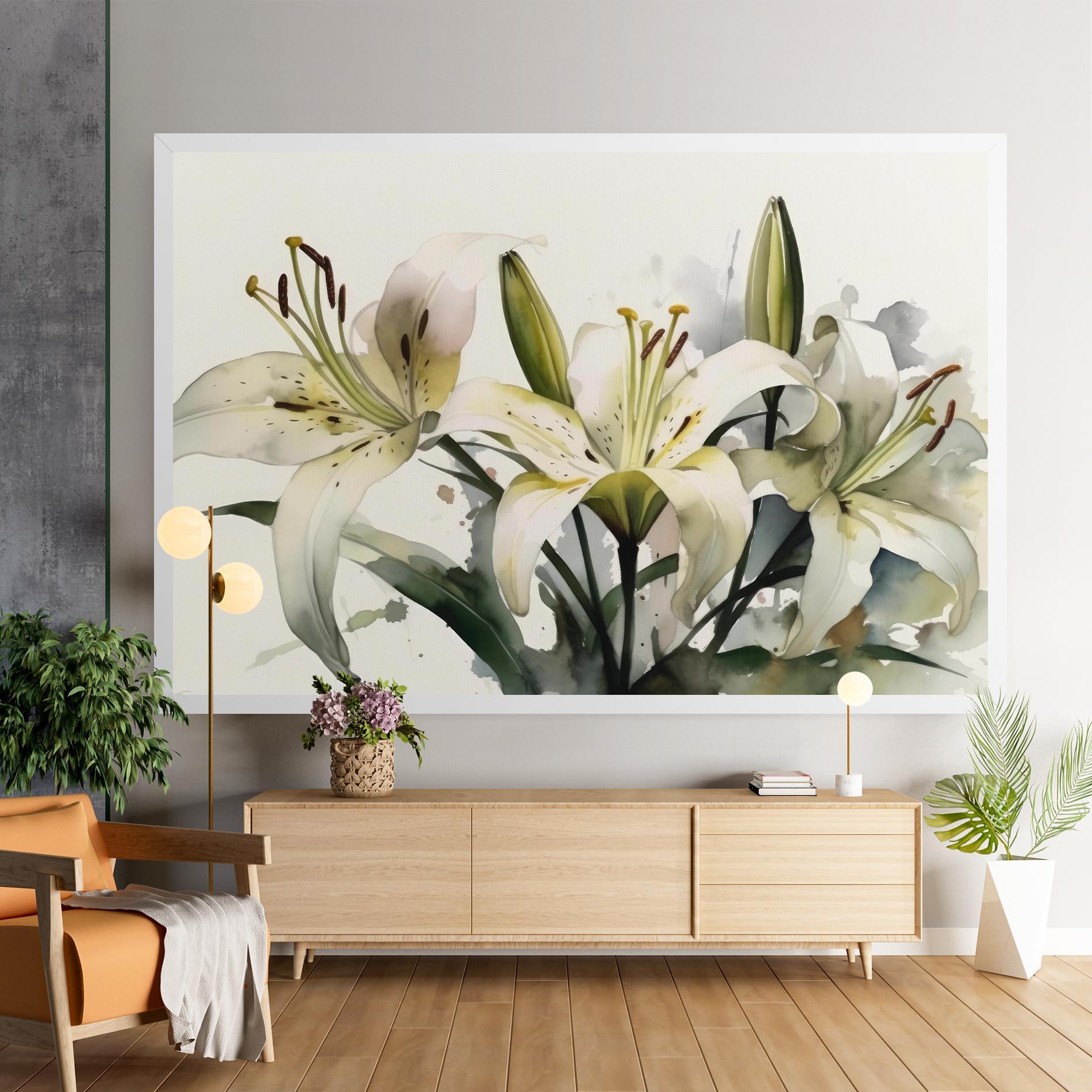 Картина на платно Cute White Lily Painting mockup 9