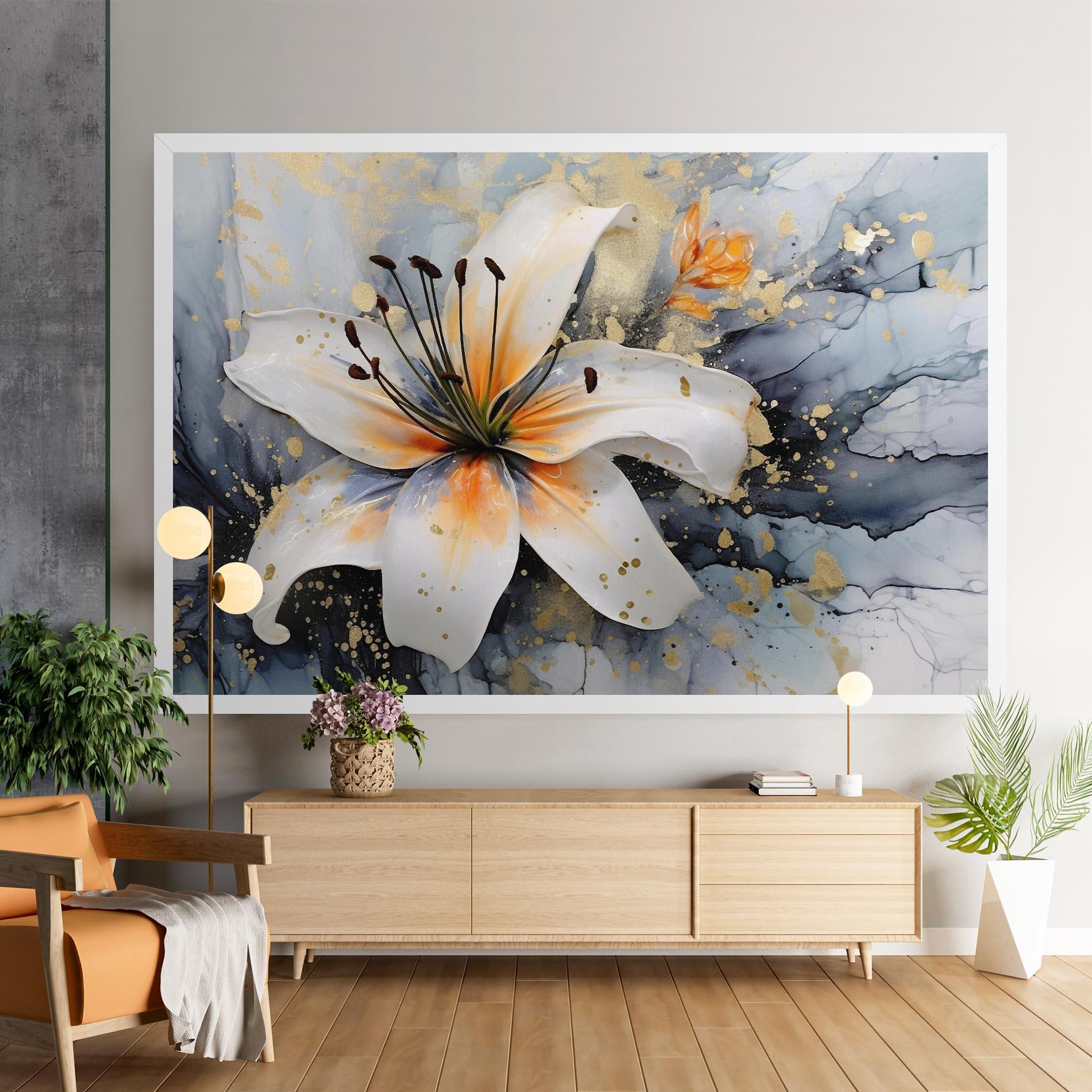 Картина на платно Lily With Orange Painting mockup 9