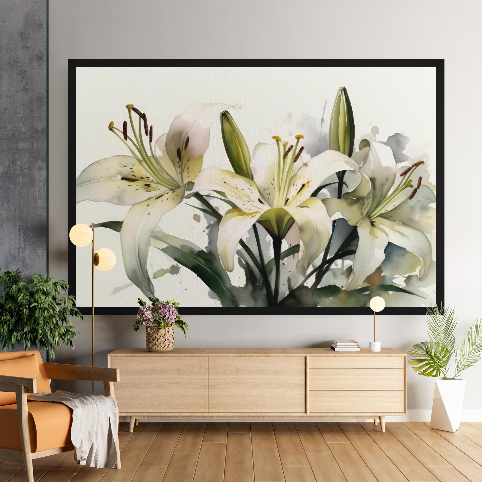 Картина на платно Cute White Lily Painting mockup 9