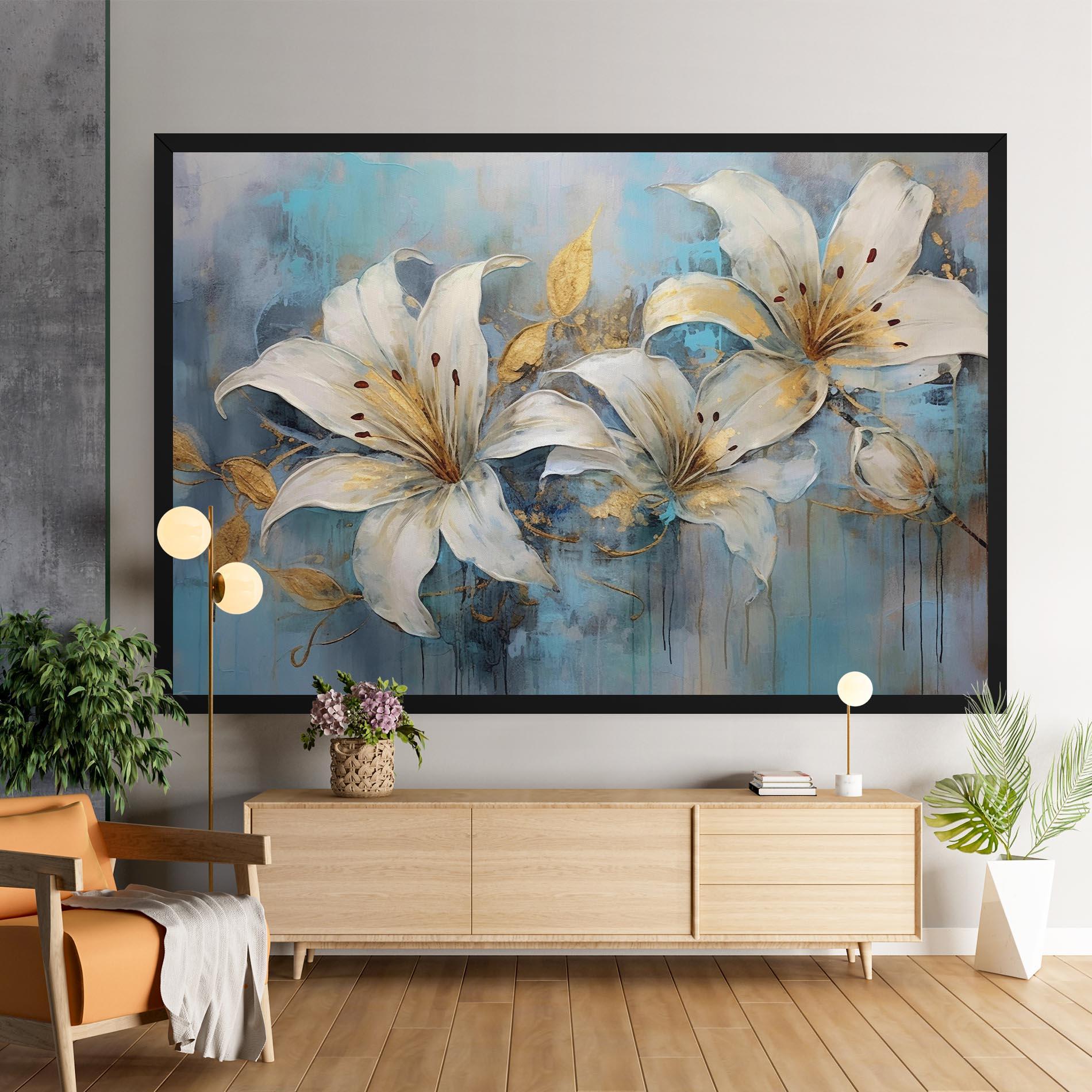 Картина на платно Lily With Gold Painting mockup 9
