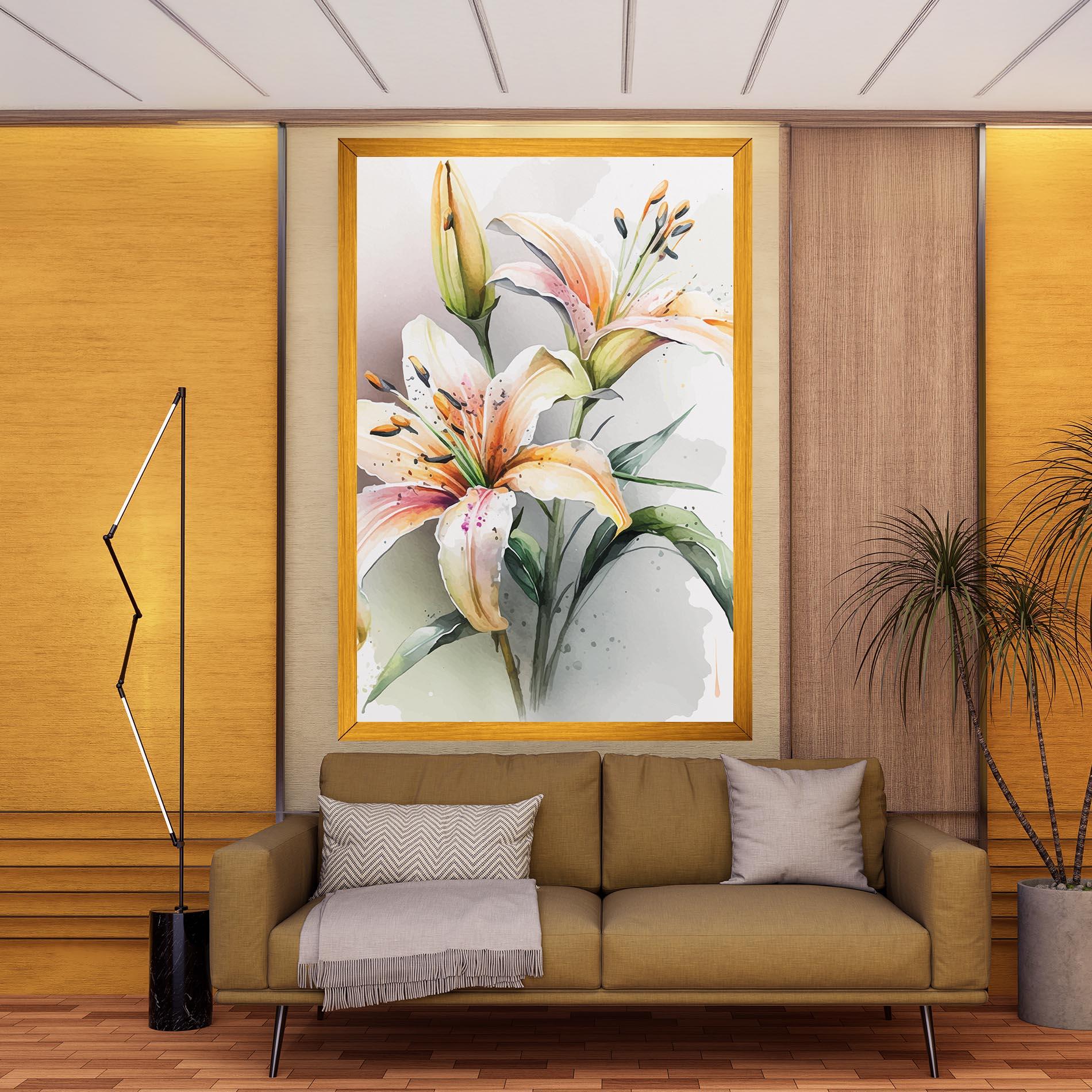 Картина на платно White Orange Lily mockup 9