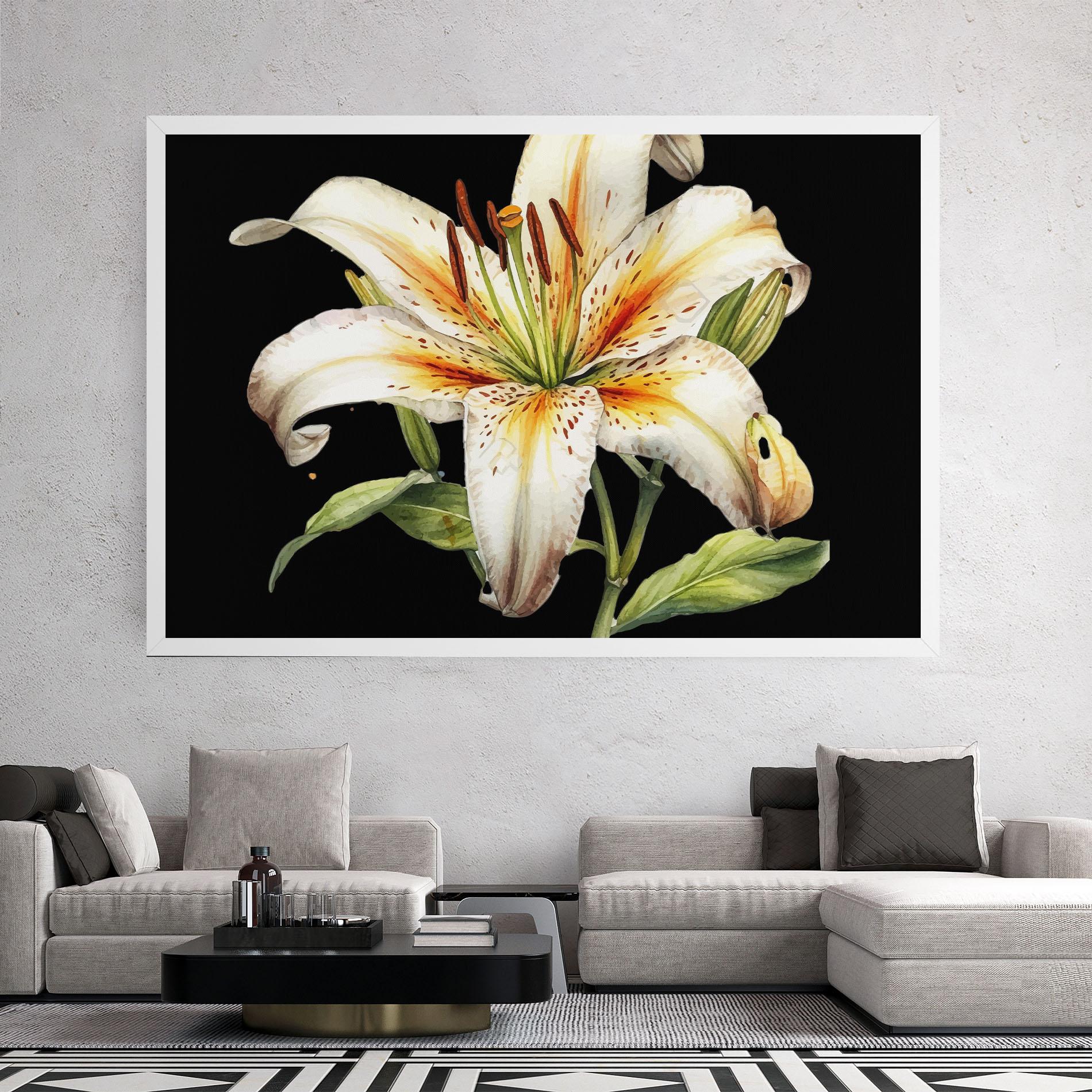 Картина на платно Beautiful White Lily mockup 2