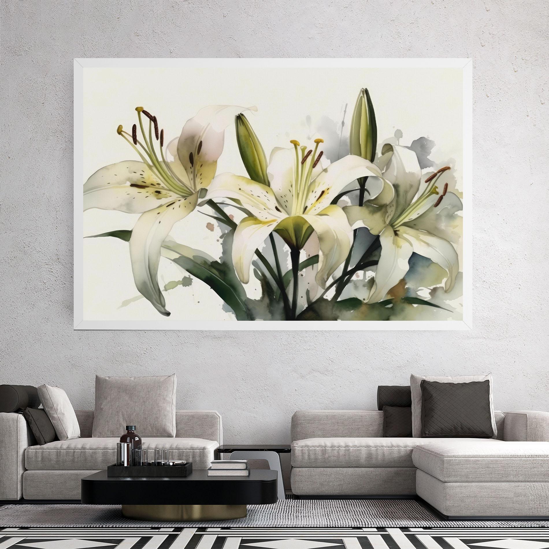 Картина на платно Cute White Lily Painting mockup 2