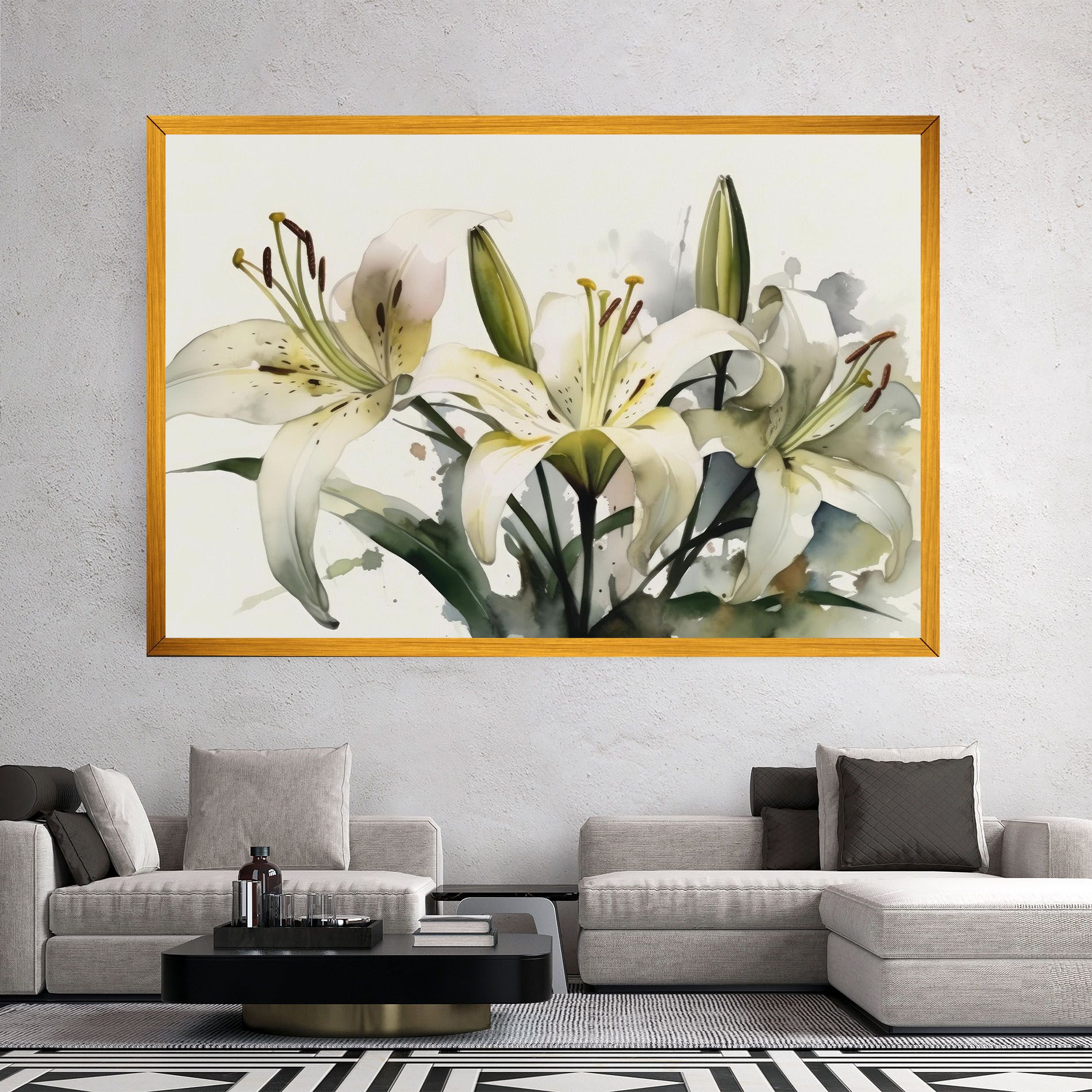 Cute White Lily Painting mockup 2