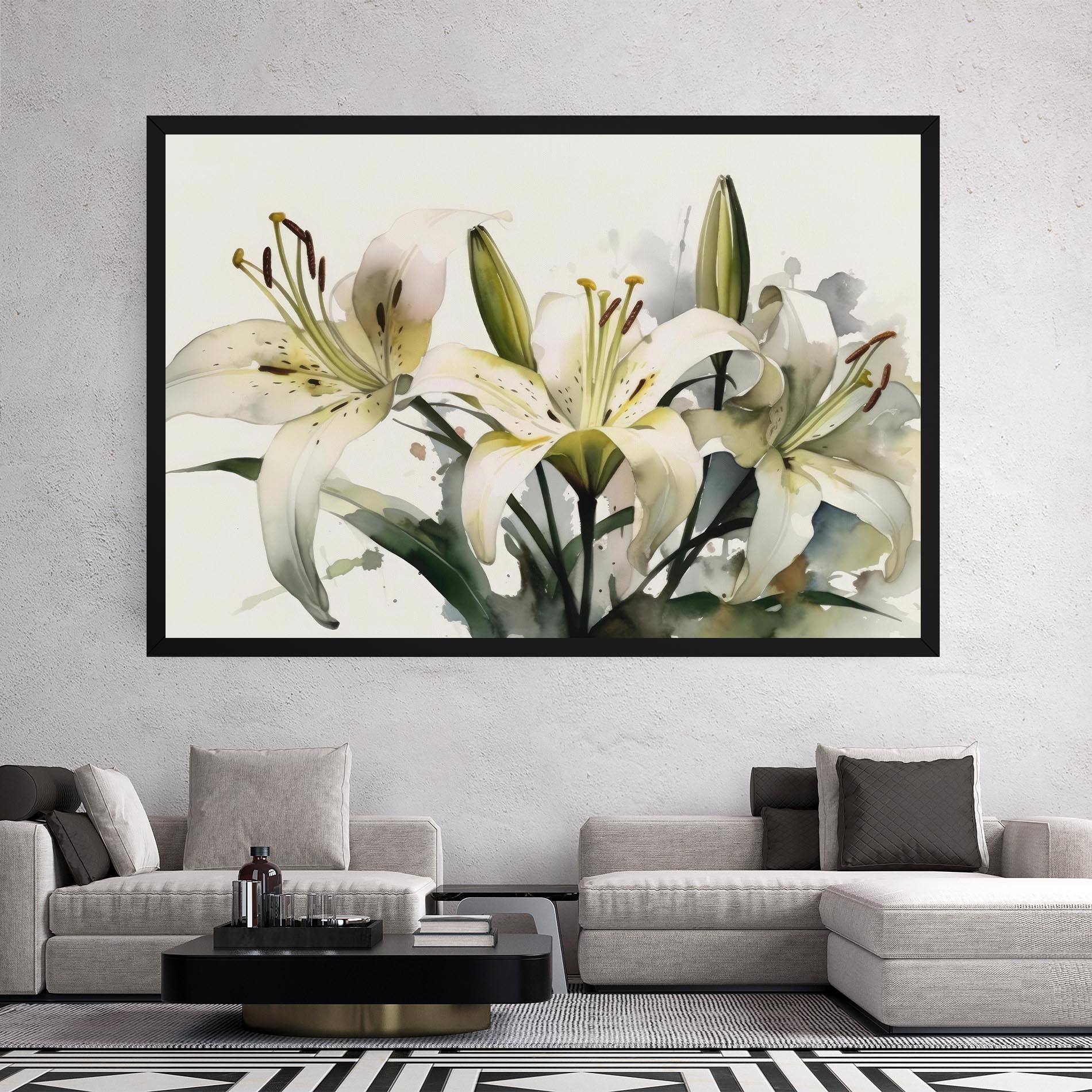 Картина на платно Cute White Lily Painting mockup 2