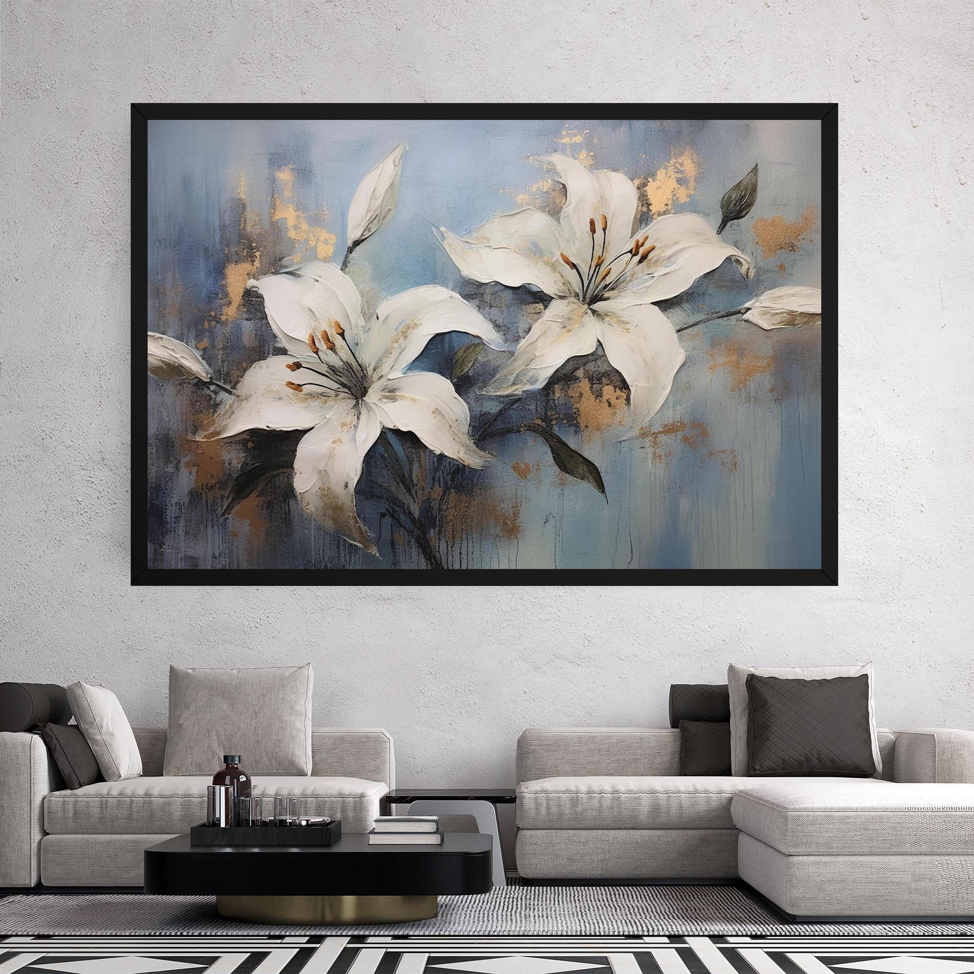 Картина на платно Gold Lily Painting mockup 2