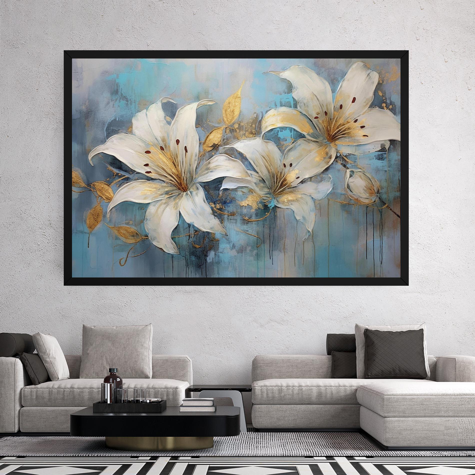 Картина на платно Lily With Gold Painting mockup 2