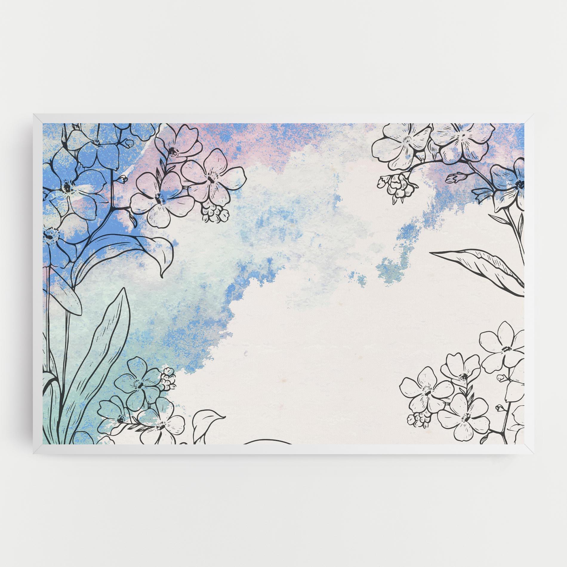 Картина на платно Blue Watercolor Flower mockup 0
