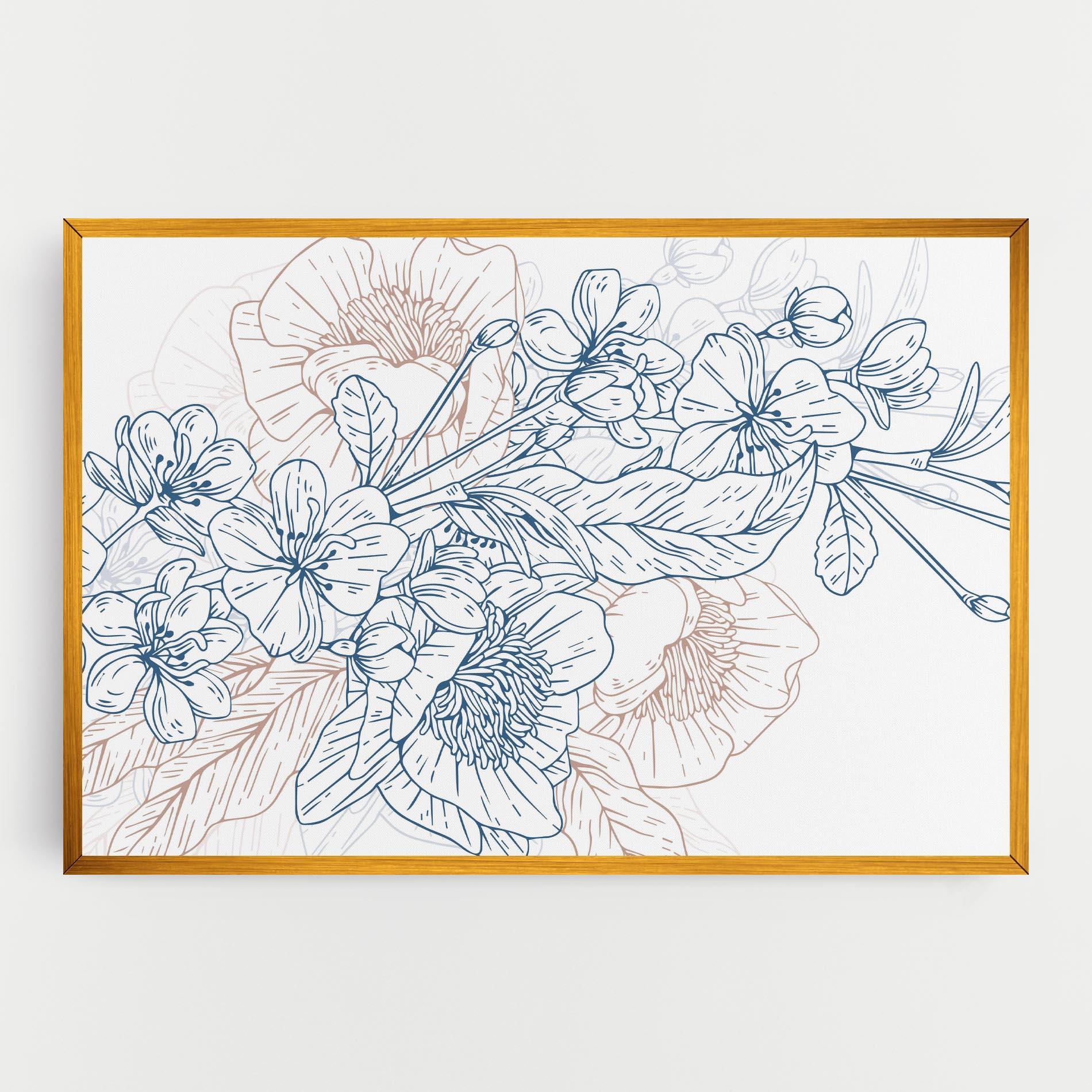 Картина на платно Blue Cream Line mockup 0