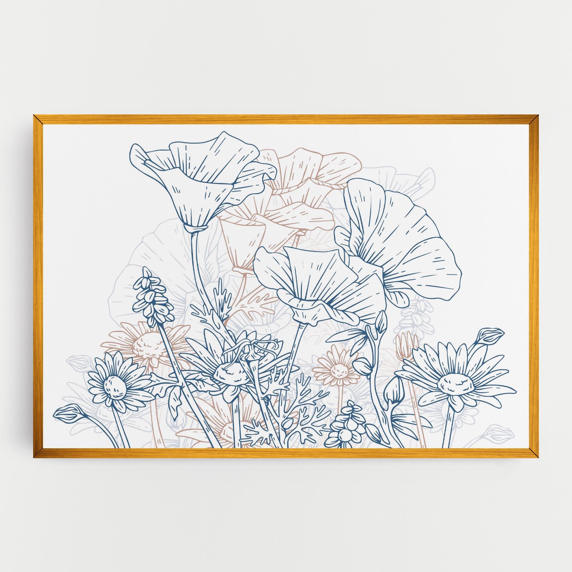 Картина на платно Cream Blue Line mockup 0