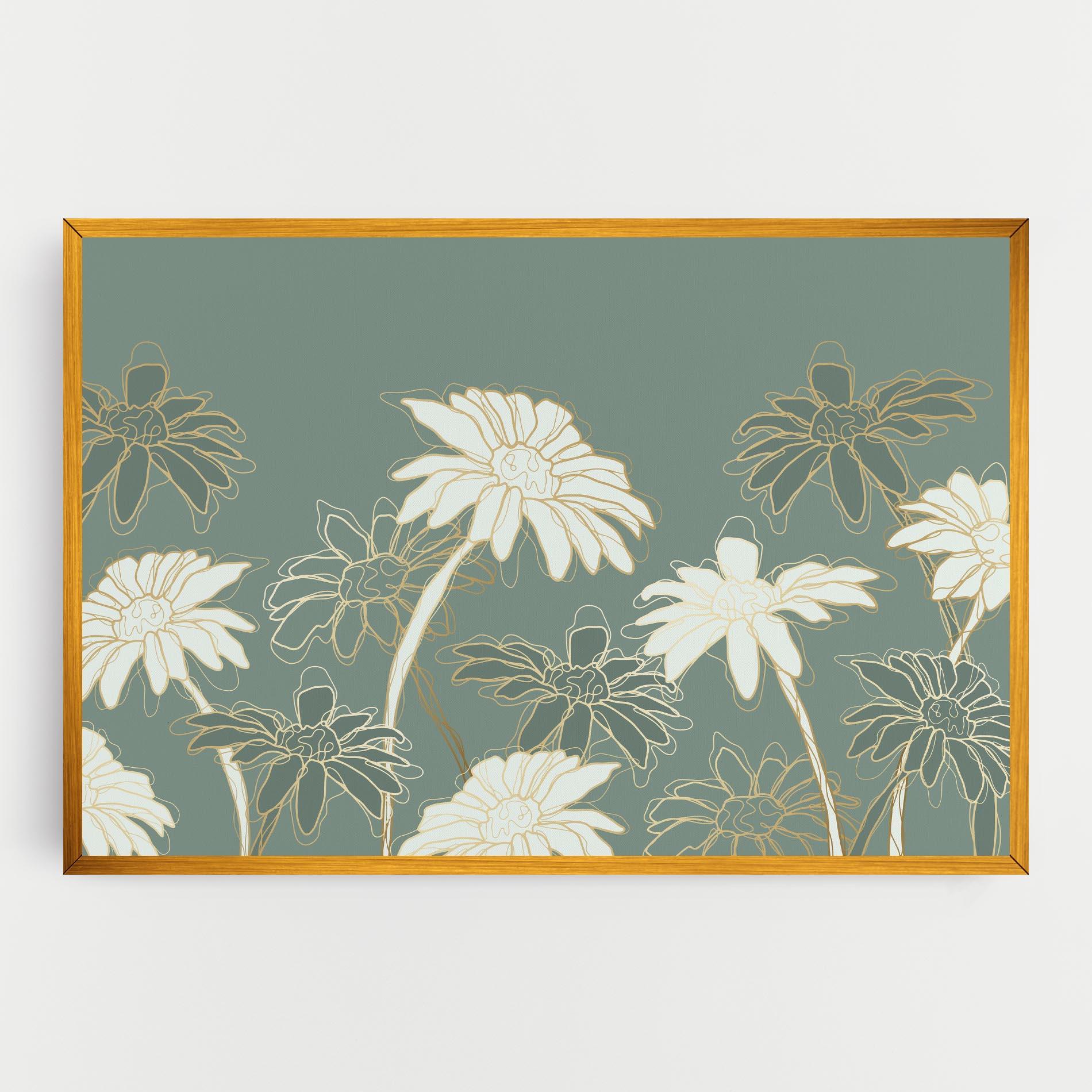 Картина на платно Gold Green Line mockup 0