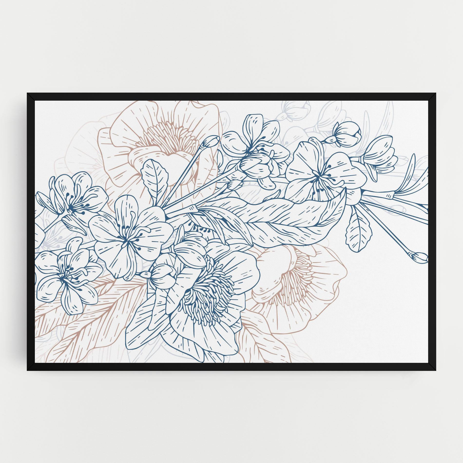 Картина на платно Blue Cream Line mockup 0