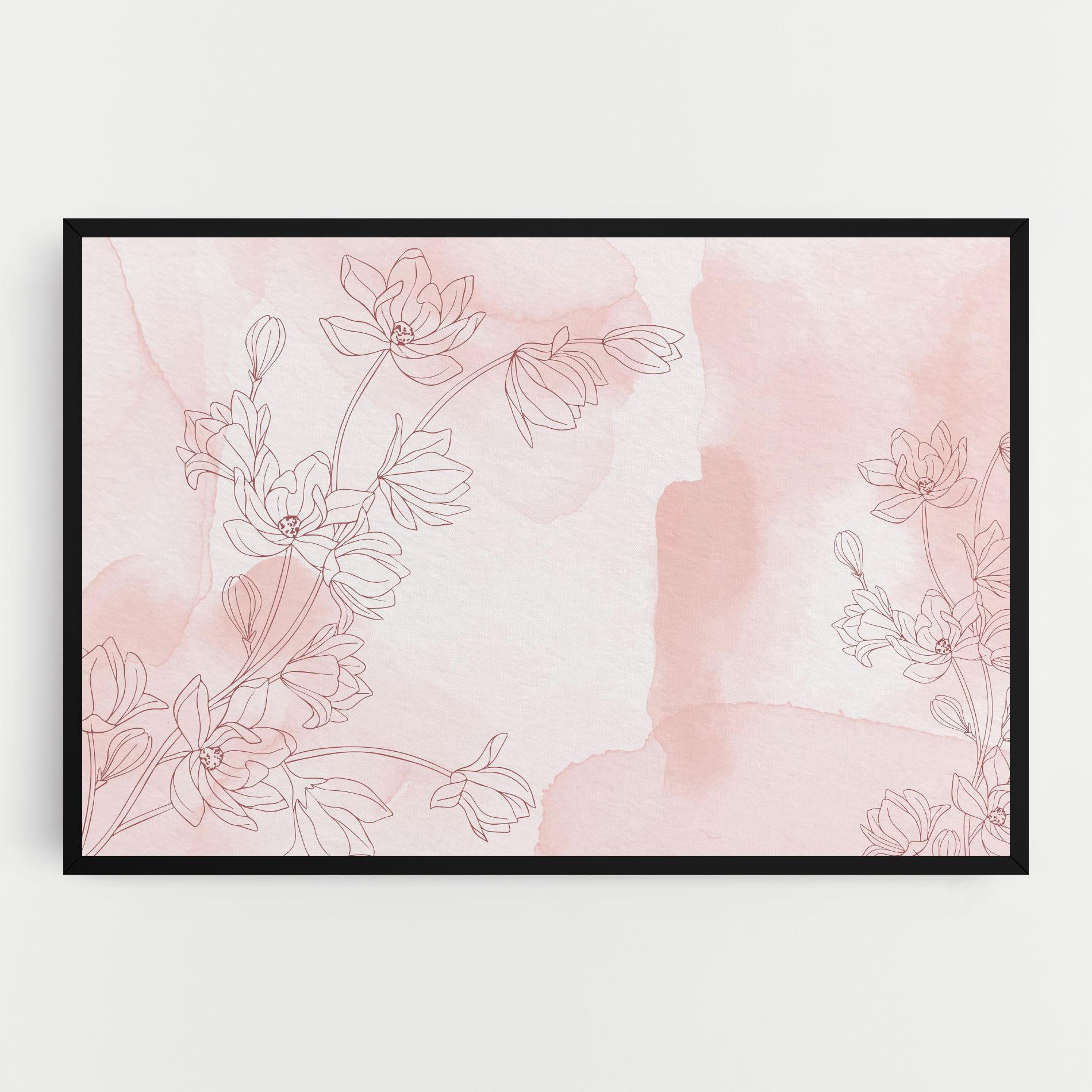 Картина на платно Pink Flower Line mockup 0