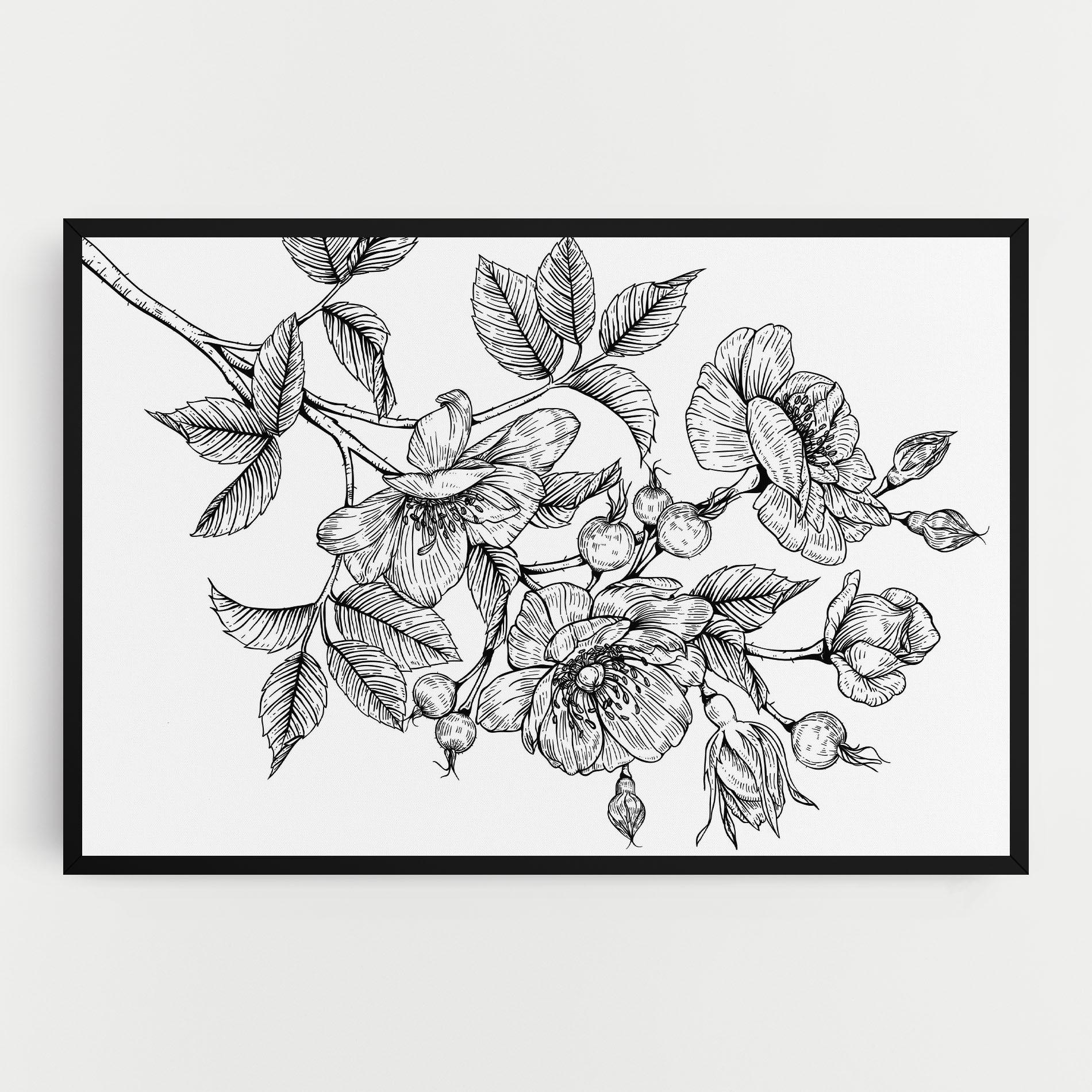 Картина на платно Rose Black Line mockup 0