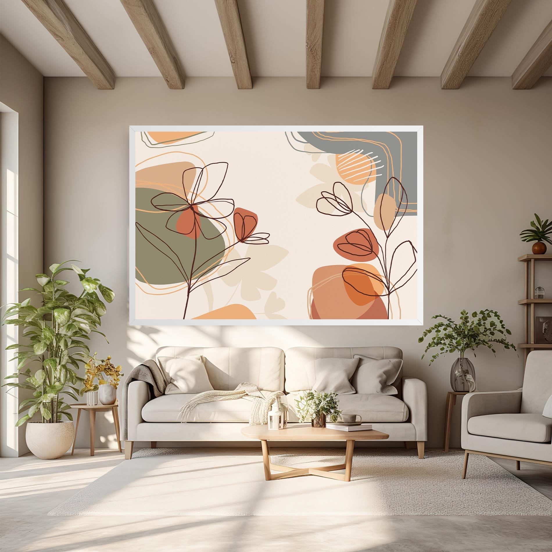 Картина на платно Brown Line Plants mockup 6