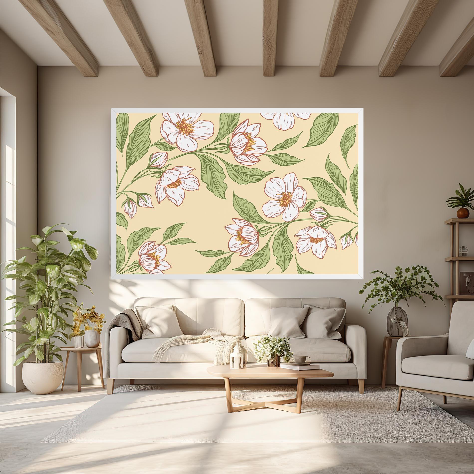 Картина на платно Cream Flower White mockup 6